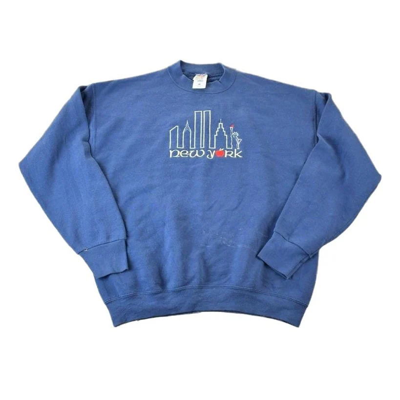 Vintage 1990s New York Big Apple Souvenir Crewneck Sweatshirt Made In USA Men's XL