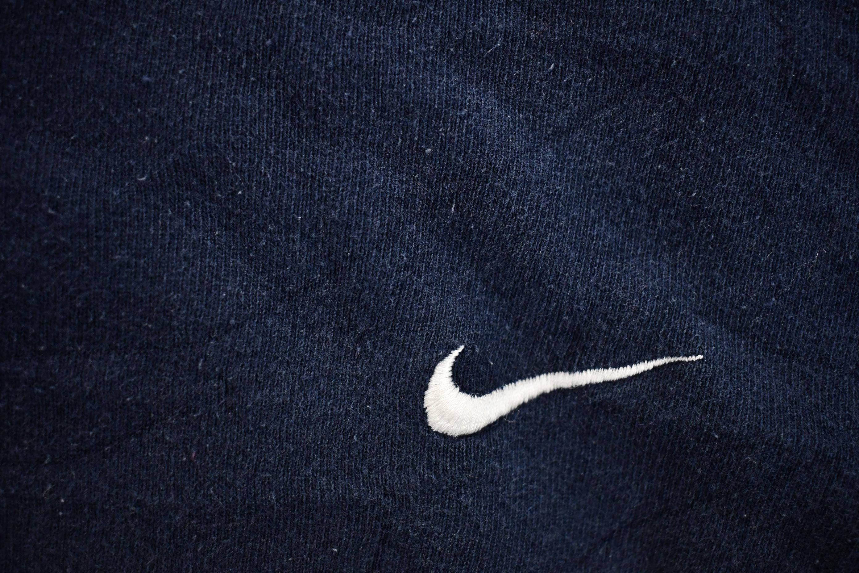 Vintage 1990s Nike Mini Swoosh Navy Crewneck Sweatshirt Men's M - Image 3