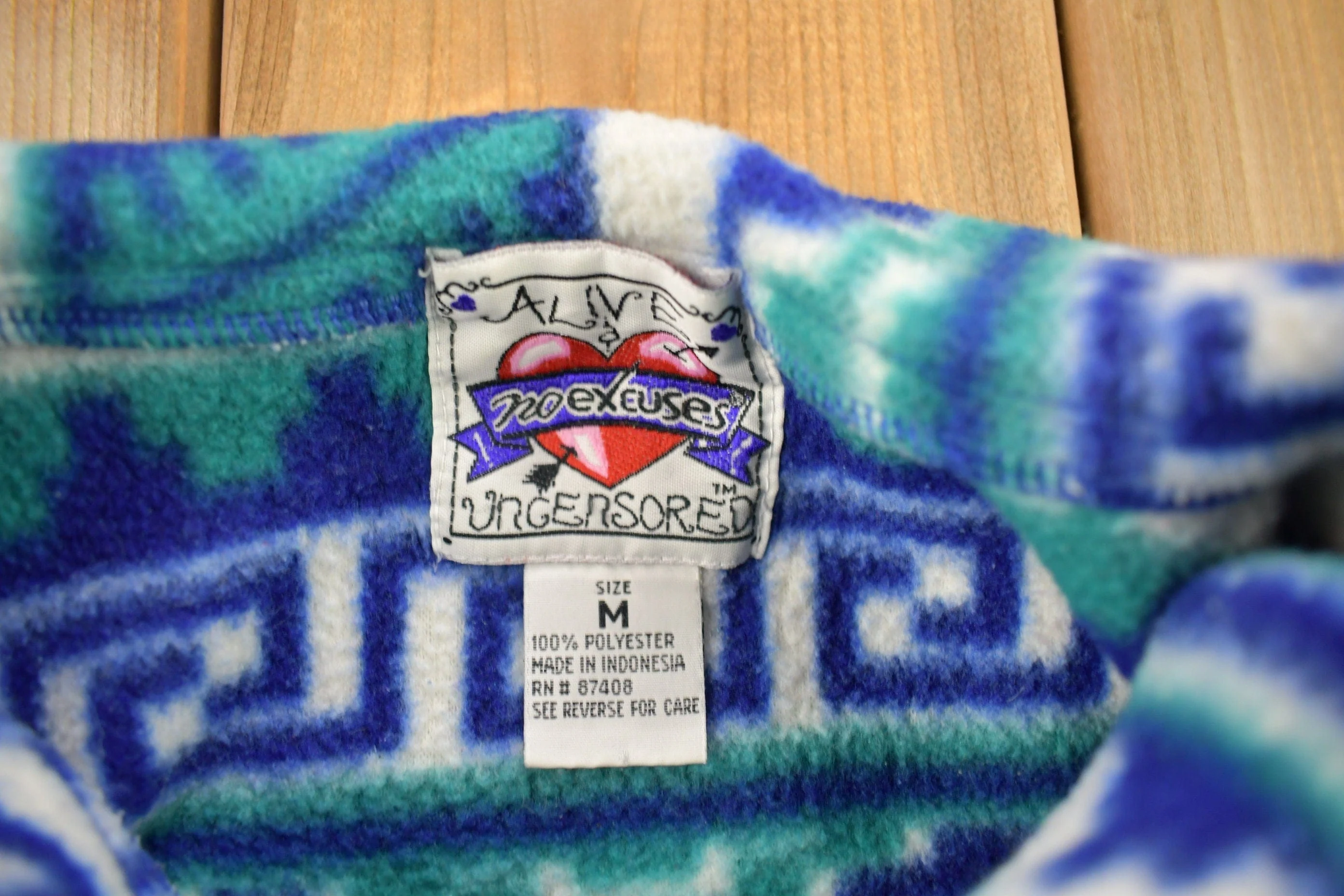 Vintage 1990s No Excuses Aztec Graphic Fleece Sweater - Image 5