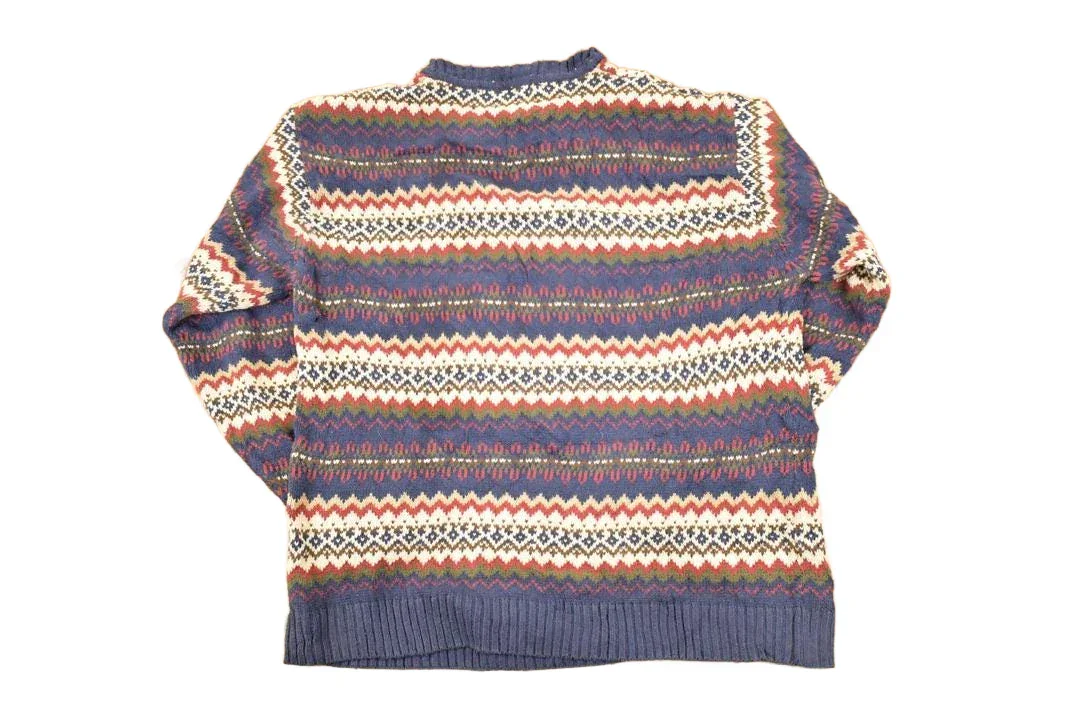 Vintage 1990s North Crest Abstract Striped Knit Crewneck Sweater Women's XL - Image 2
