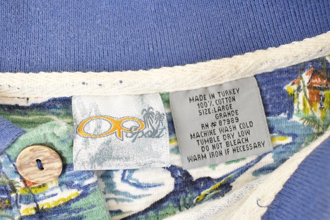 Vintage 1990s Ocean Pacific Sport AOP Boats Button Up Shirt Men's L - Image 4