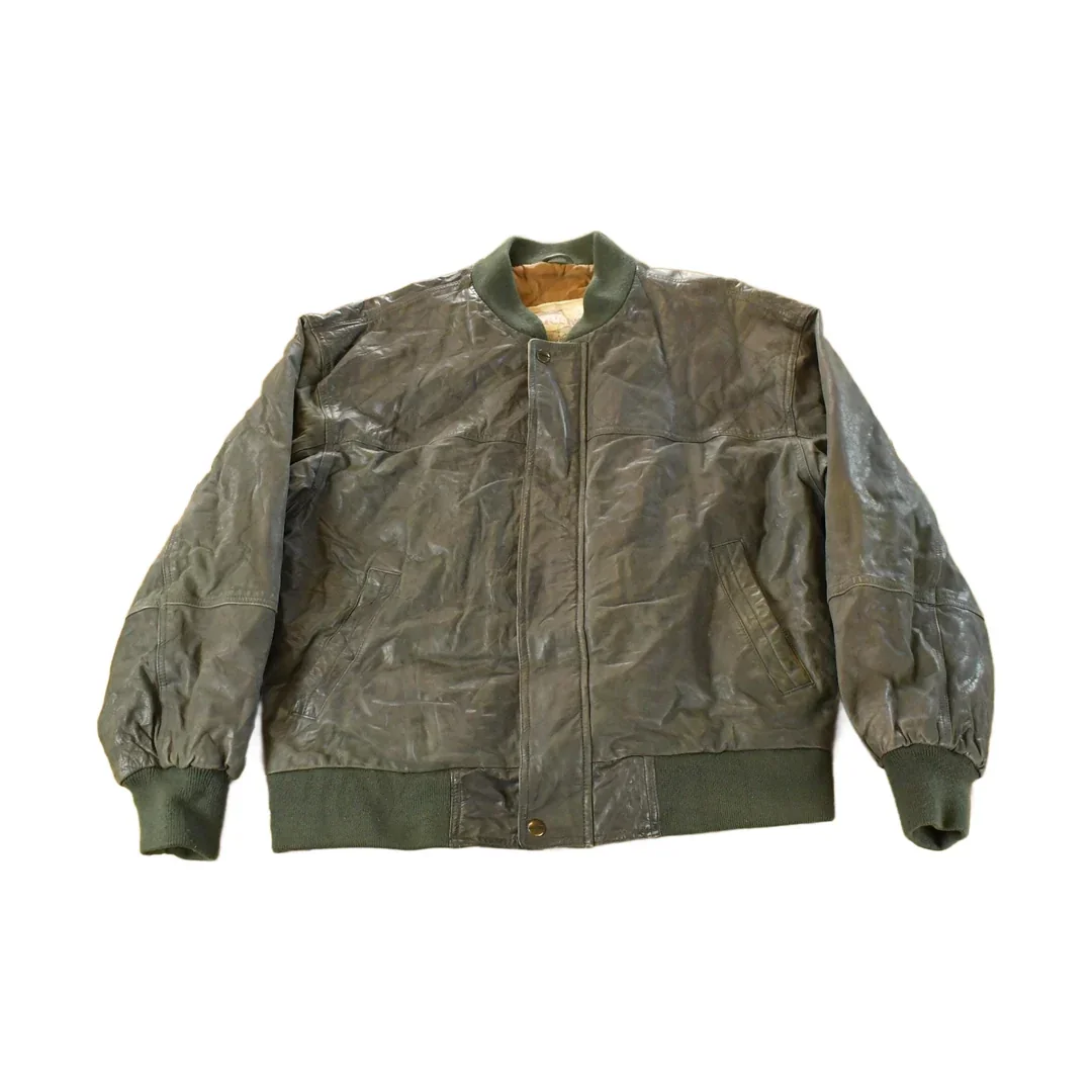 Vintage 1990s Officer's Club Leather Bomber Flight Jacket Men's Medium