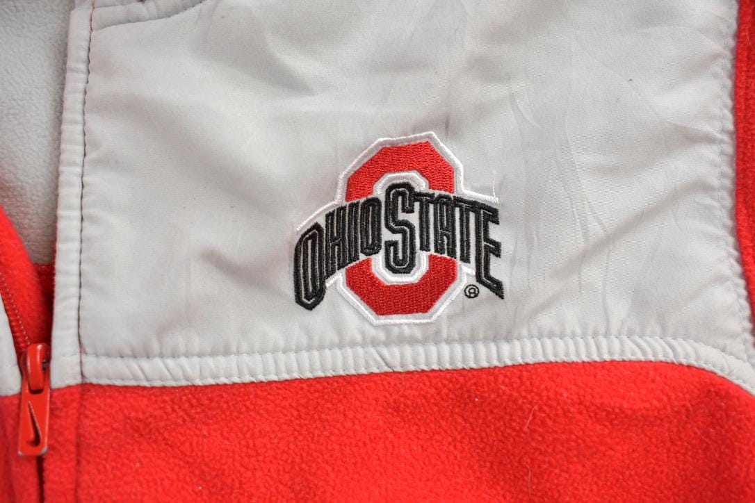 Vintage 1990s Ohio State University Buckeyes Collegiate Zip Up Nike Fleece Sweater Men's M - Image 4