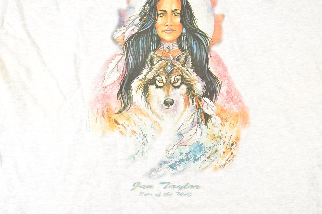 Vintage 1990s Old Mill Camp Nature Woman Souvenir T-Shirt Women's XL - Image 4