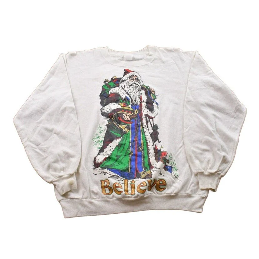 Vintage 1990s Old Saint Nick Christmas Sweater Men's Medium