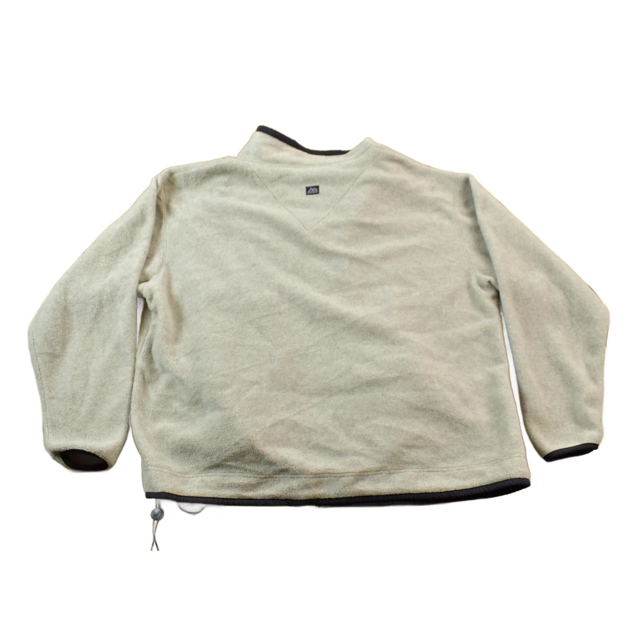 Vintage 1990s Outersport Zip Up Beige Fleece Sweater Men's L - Image 2