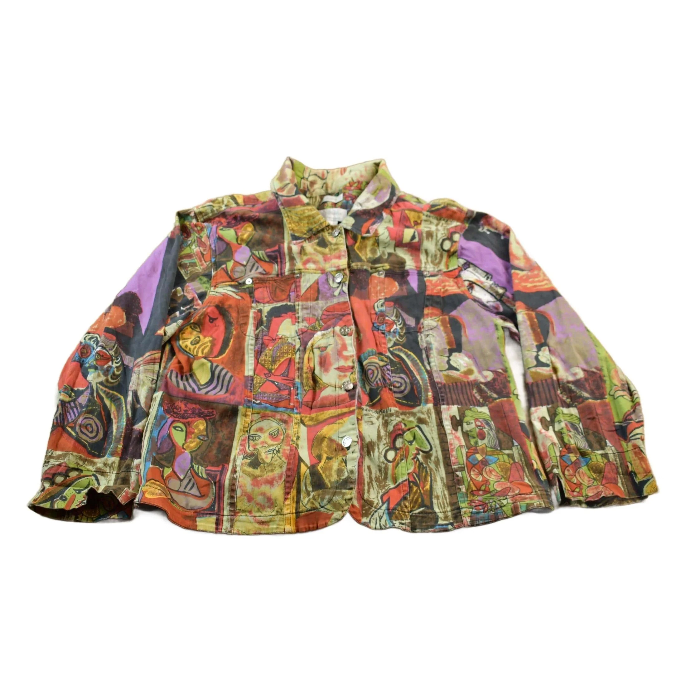 Vintage 1990s Pablo Picasso All Over Print Twill Jacket Women's XL
