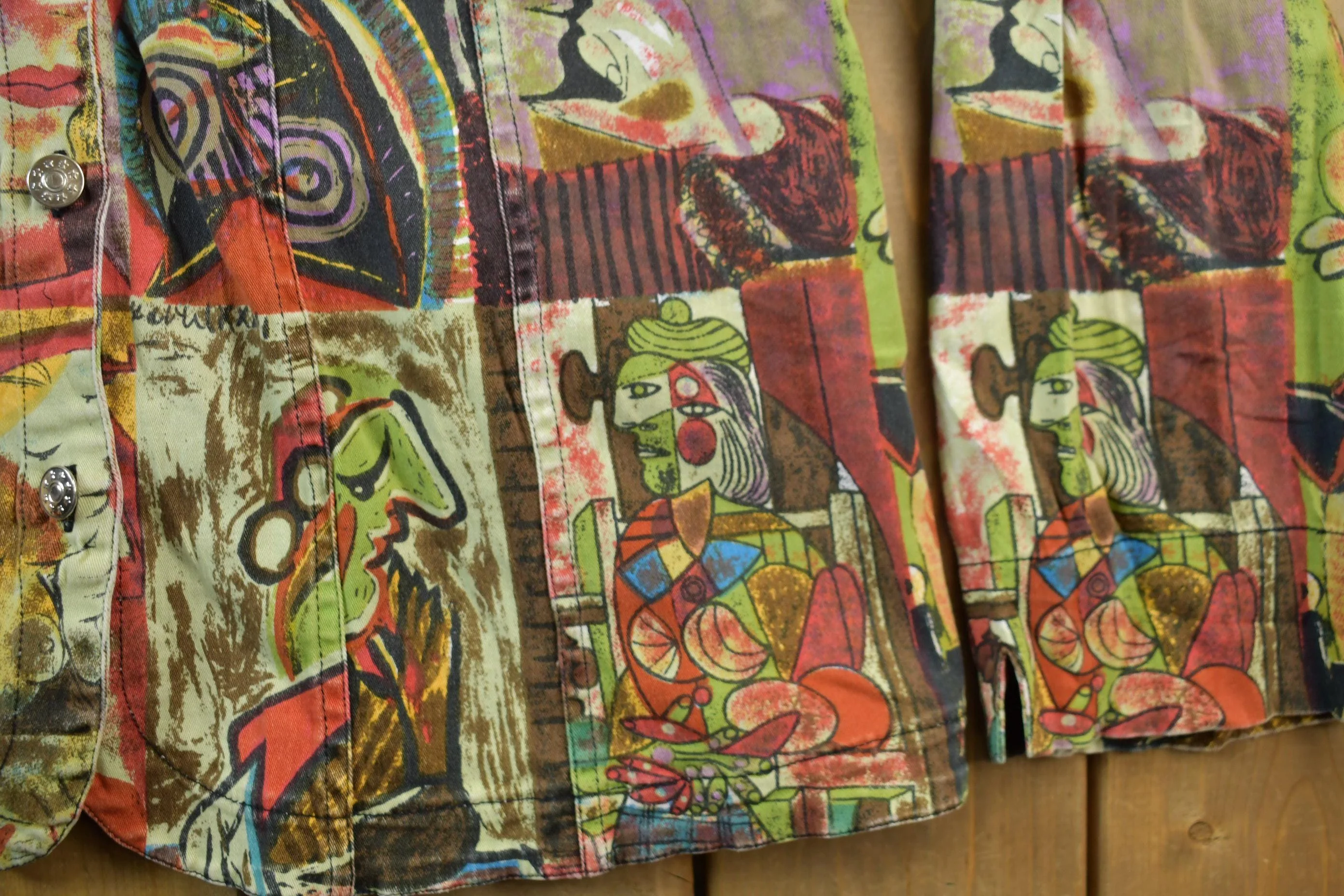 Vintage 1990s Pablo Picasso All Over Print Twill Jacket Women's XL - Image 5