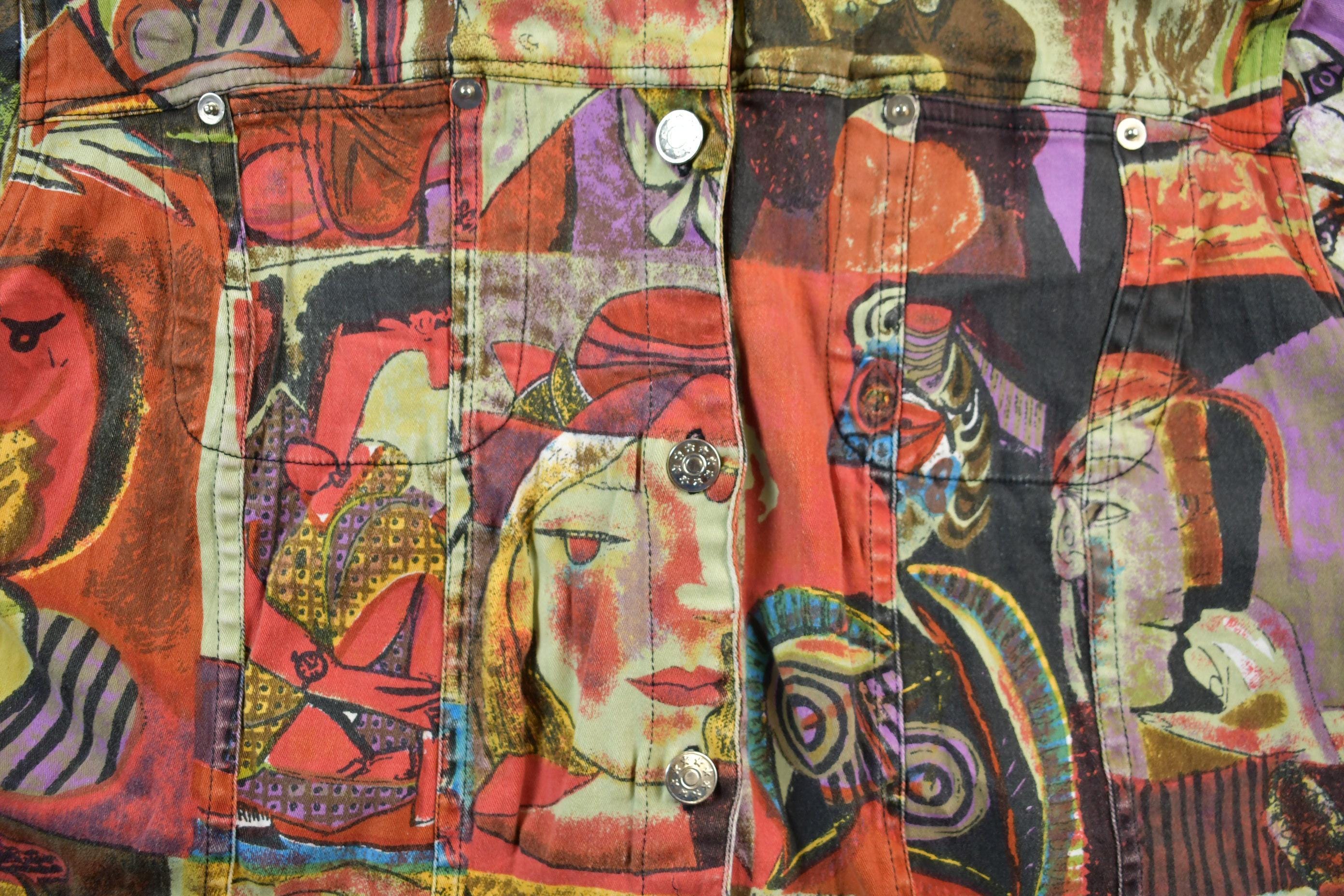 Vintage 1990s Pablo Picasso All Over Print Twill Jacket Women's XL - Image 6