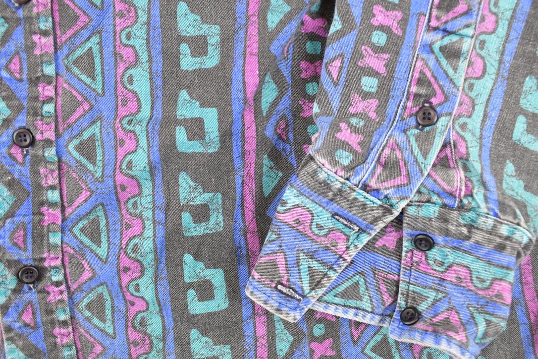 Vintage 1990s Panhandle Slim Abstract Button Up Shirt Men's XL - Image 3