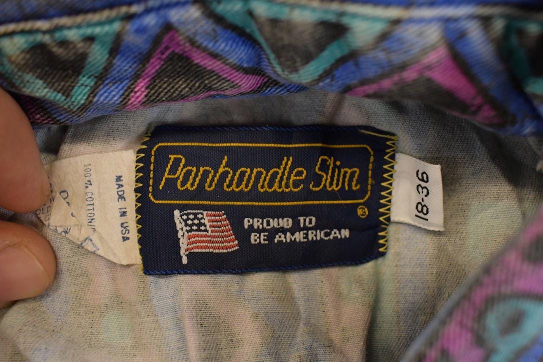 Vintage 1990s Panhandle Slim Abstract Button Up Shirt Men's XL - Image 4