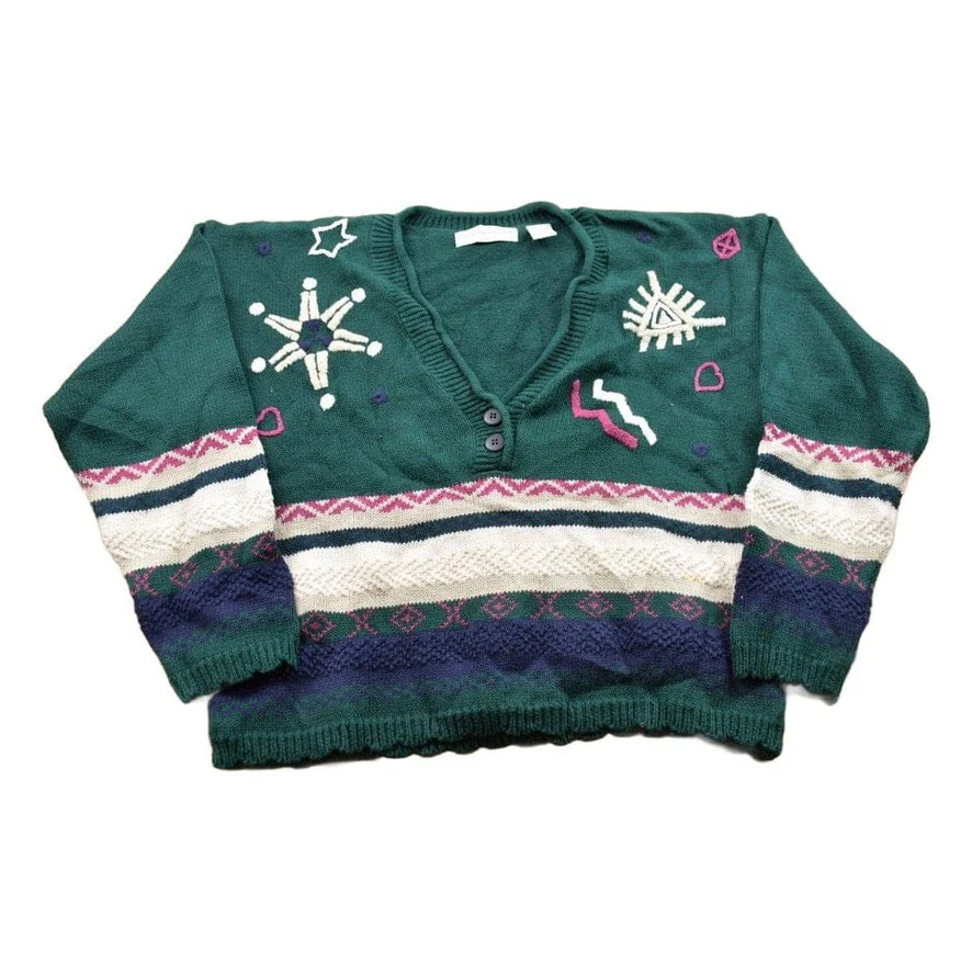 Vintage 1990s Paris Sport Club Knitted Cardigan Style Sweater Men's S