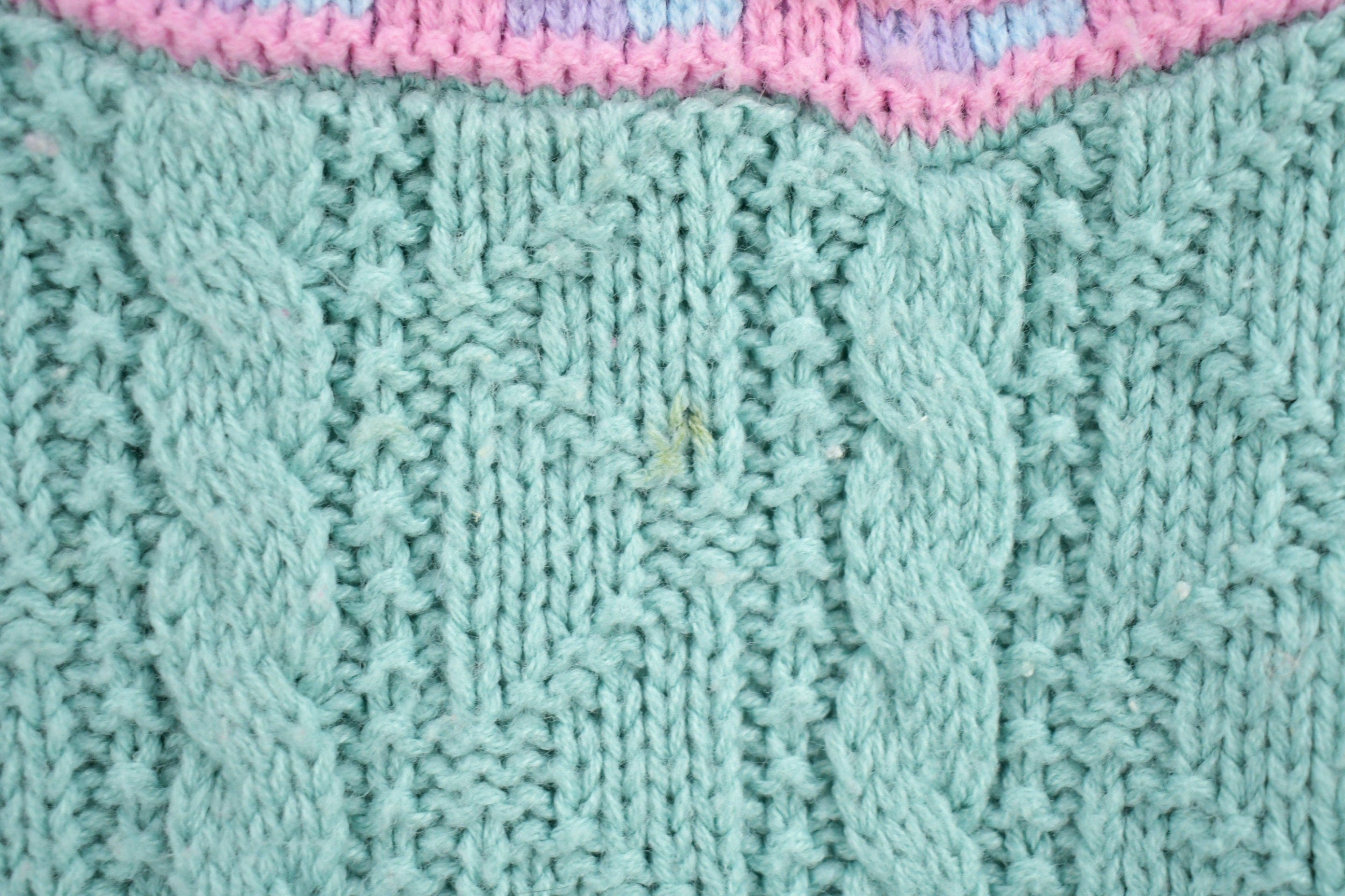 Vintage 1990s Pastel Cable Knitted Crewneck Sweater - Image 4