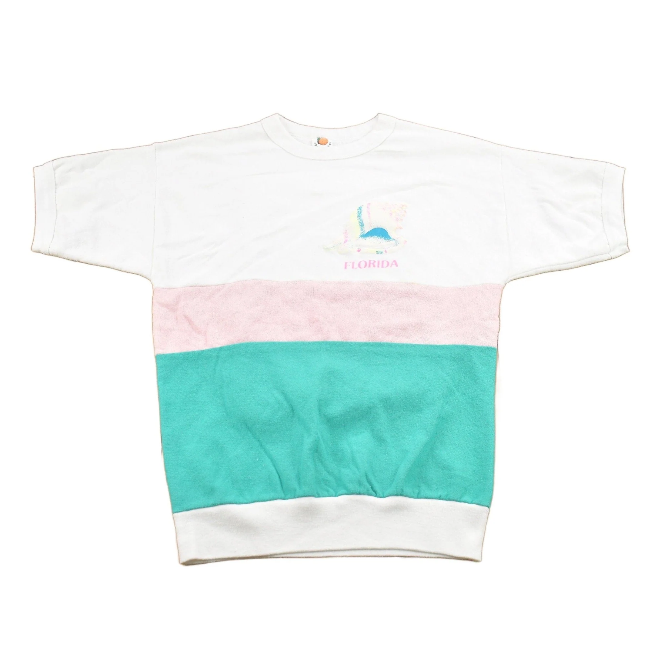 Vintage 1990s Pastel Florida Crewneck Short Sleeve Sweatshirt Men's Small