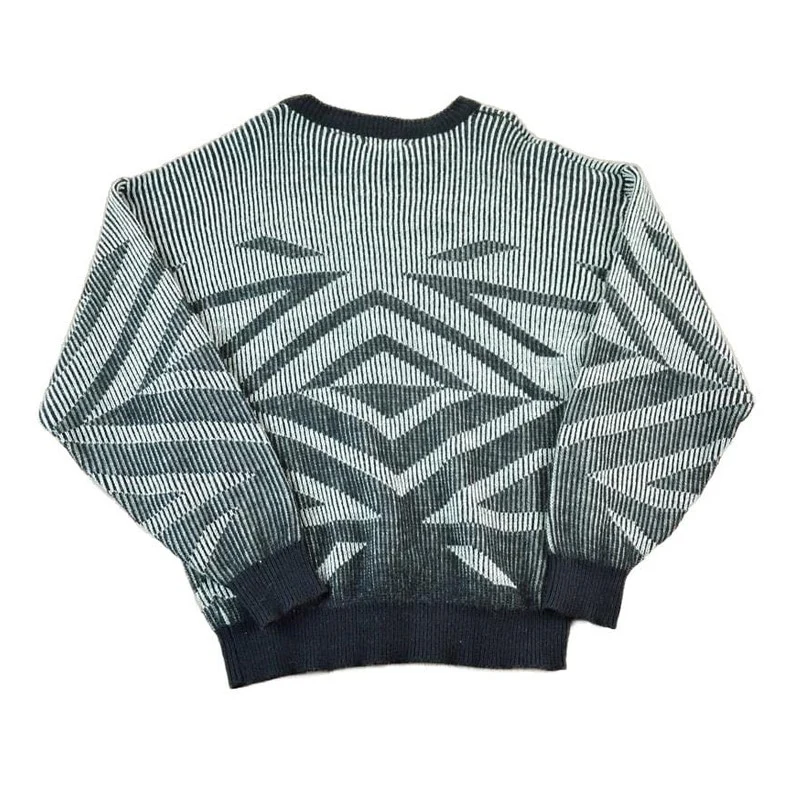 Vintage 1990s Pause Knit Abstract Pattern Crewneck Sweater Men's Large - Image 2