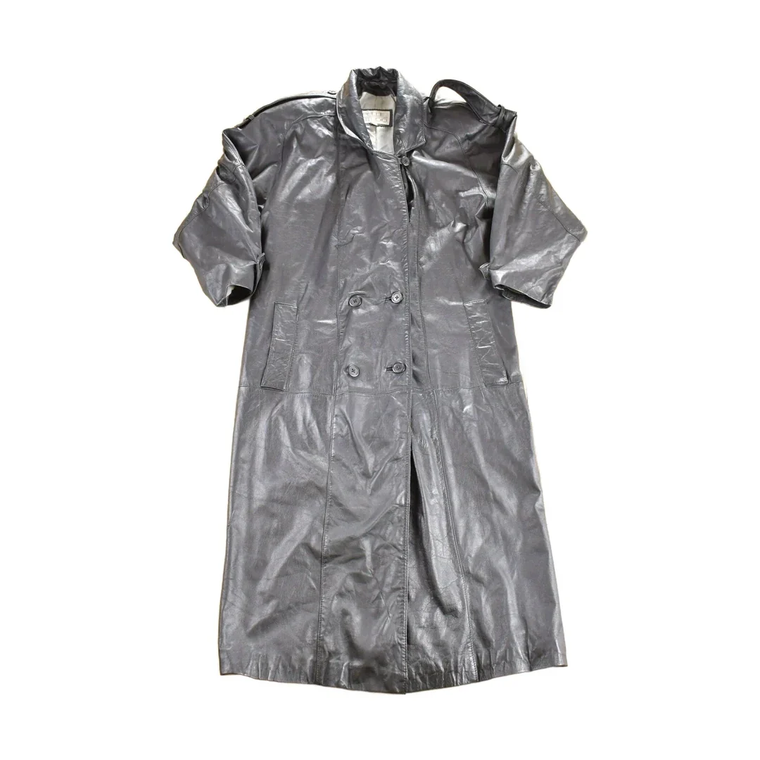 Vintage 1990s Pelle Studio Leather Trench Coat Men's Small