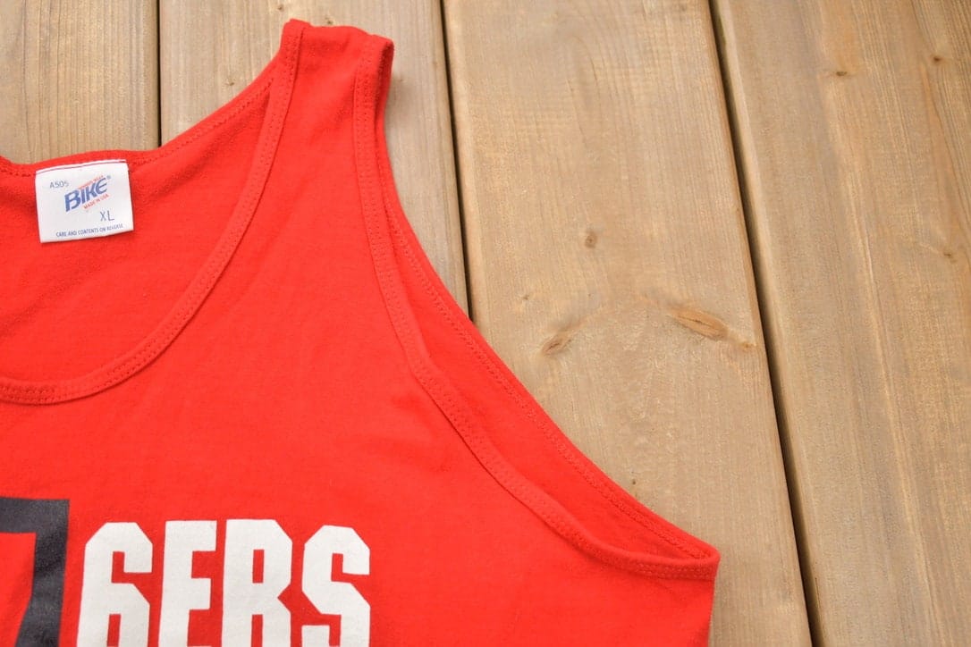 Vintage 1990s Philadelphia 76ers NBA Tank Top Sleeveless T Shirt 90s Sportswear Men's Large - Image 4