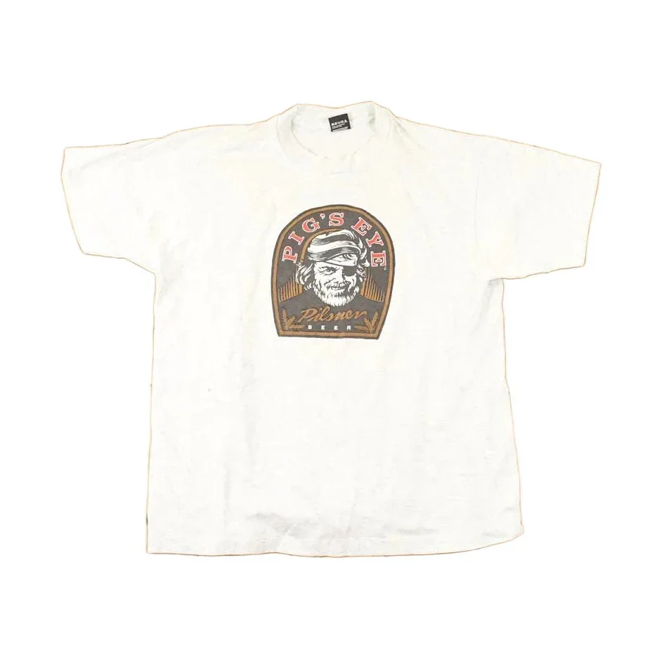 Vintage 1990s Pig's Eye Pilsner Souvenir Travel T-Shirt Men's XL