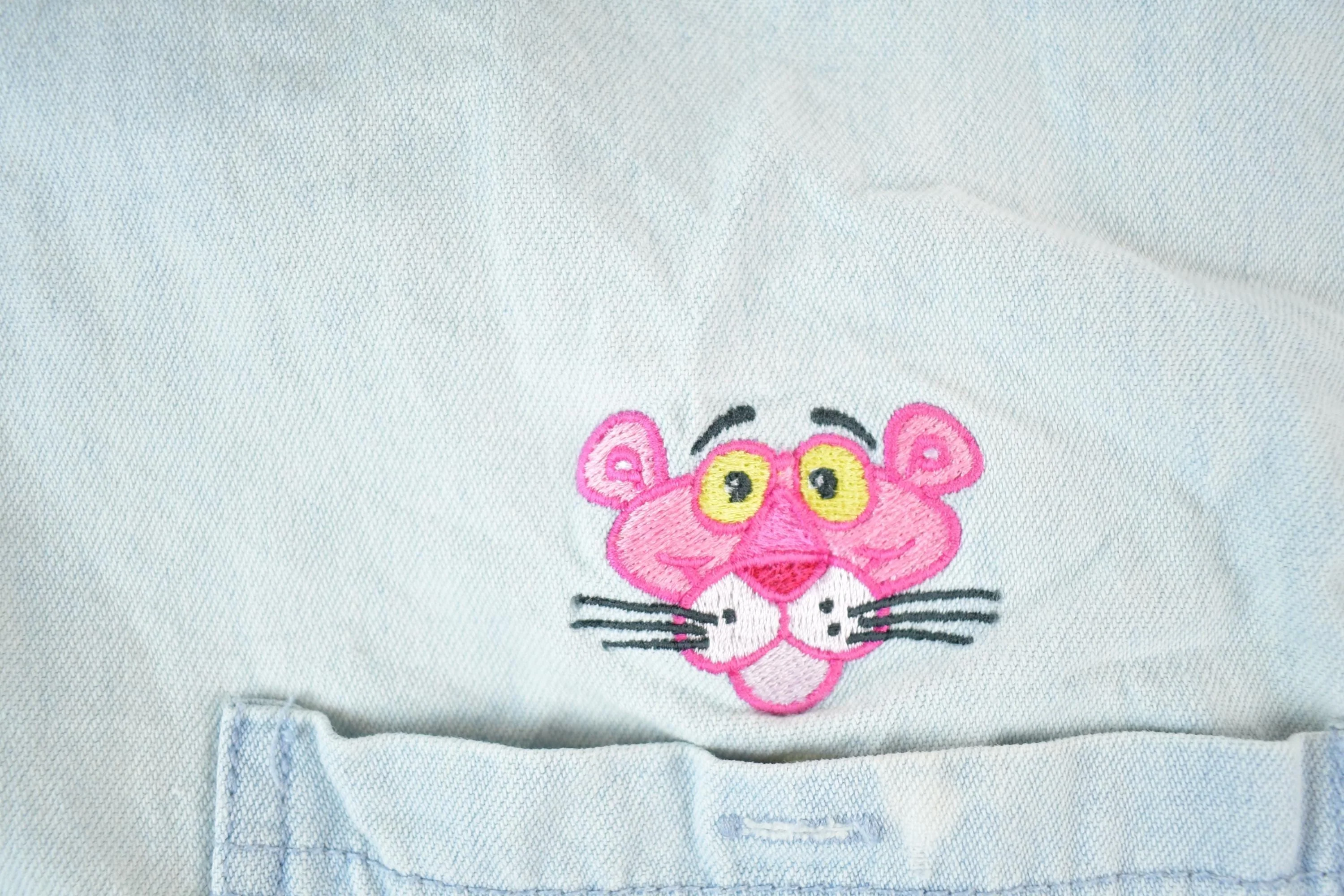 Vintage 1990s Pink Panther Denim Button Up Shirt Mens L - Image 3
