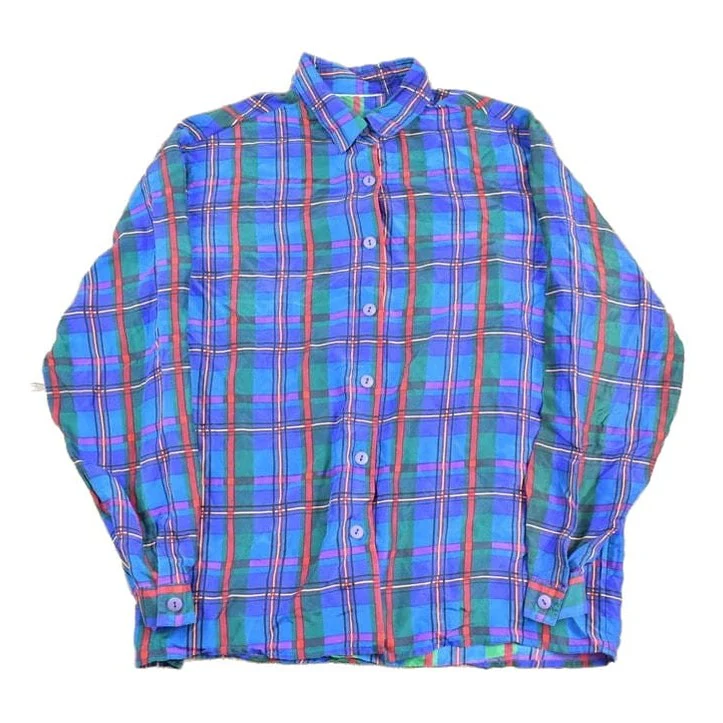 Vintage 1990s Plaid Button Up Shirt Men's Medium