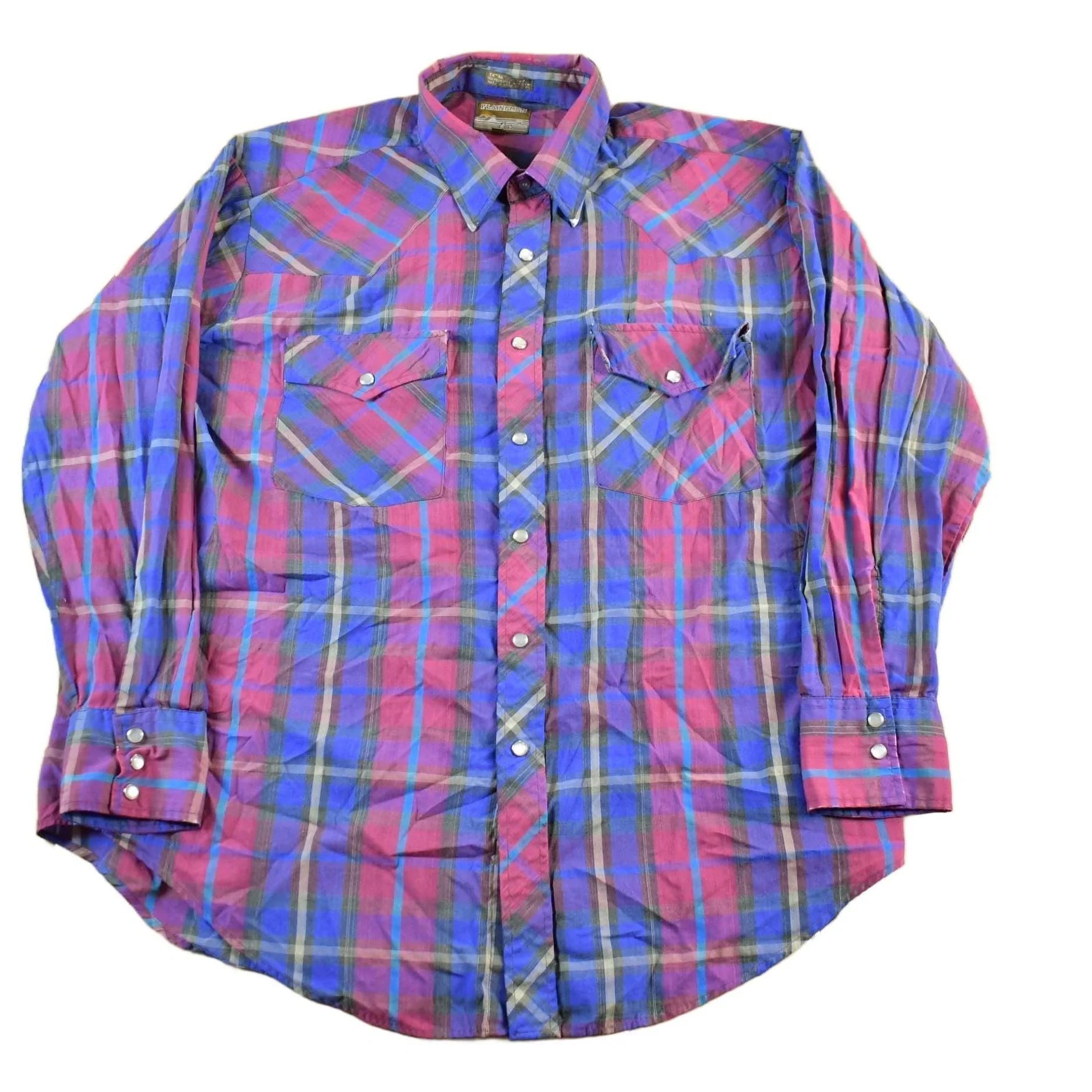 Vintage 1990s Plainsman Western Striped Pearl Snap Shirt Mens XL