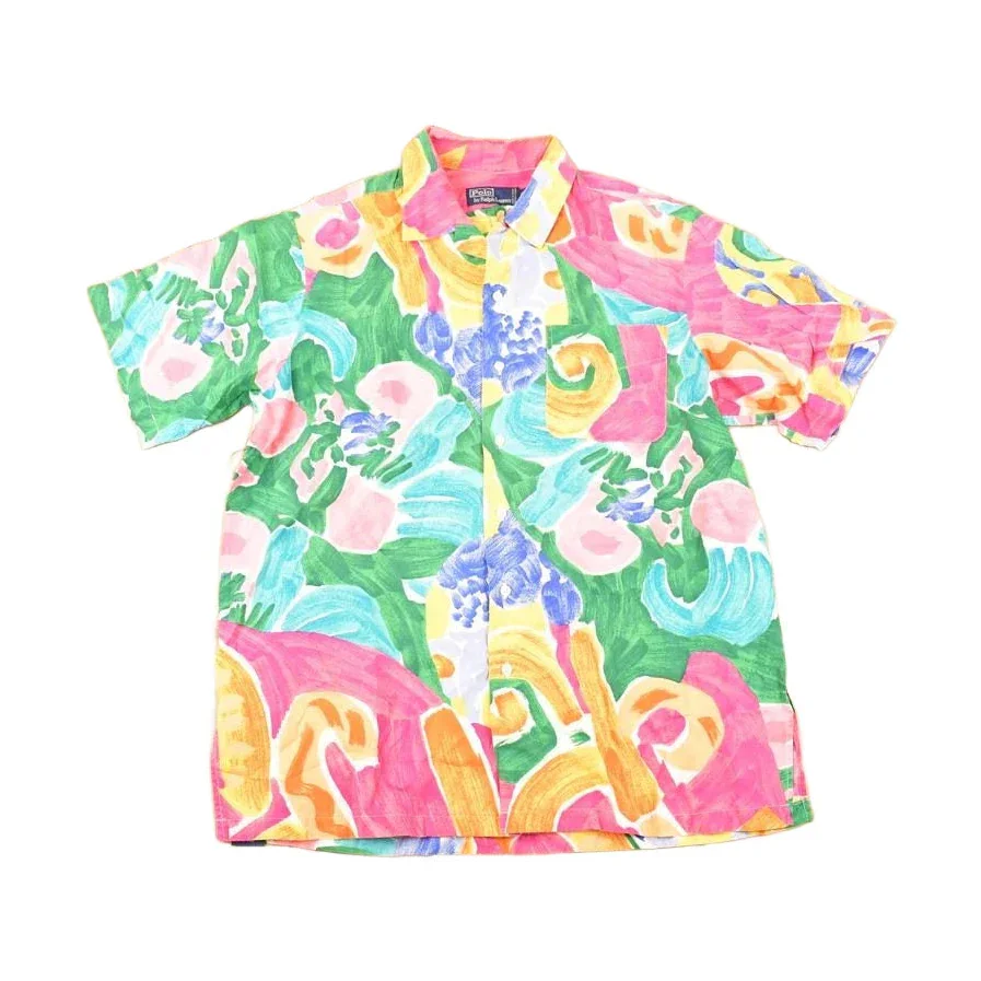 Vintage 1990s Polo By Ralph Lauren Abstract Hawaiian Button Up Shirt Men's L