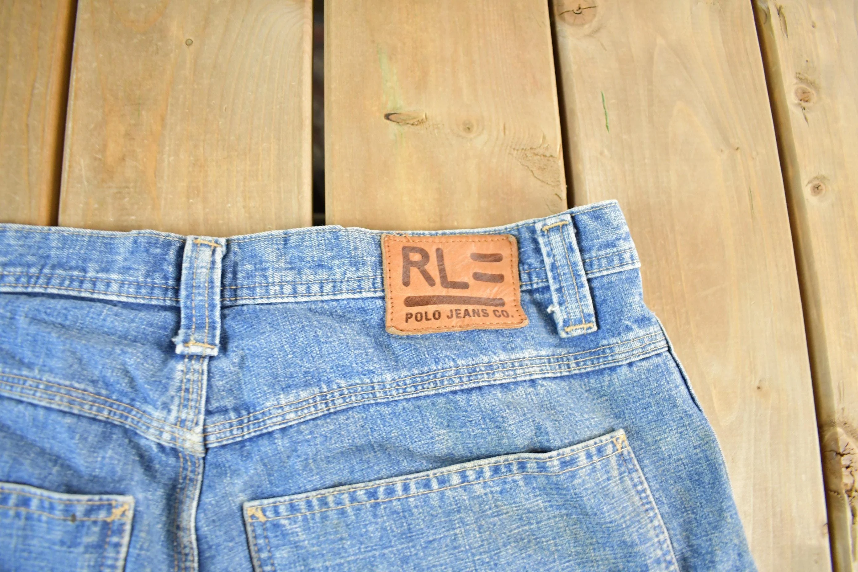 Vintage 1990s Polo Jeans Company Ralph Lauren Denim Carpenter Shorts Men's Large 36 - Image 6