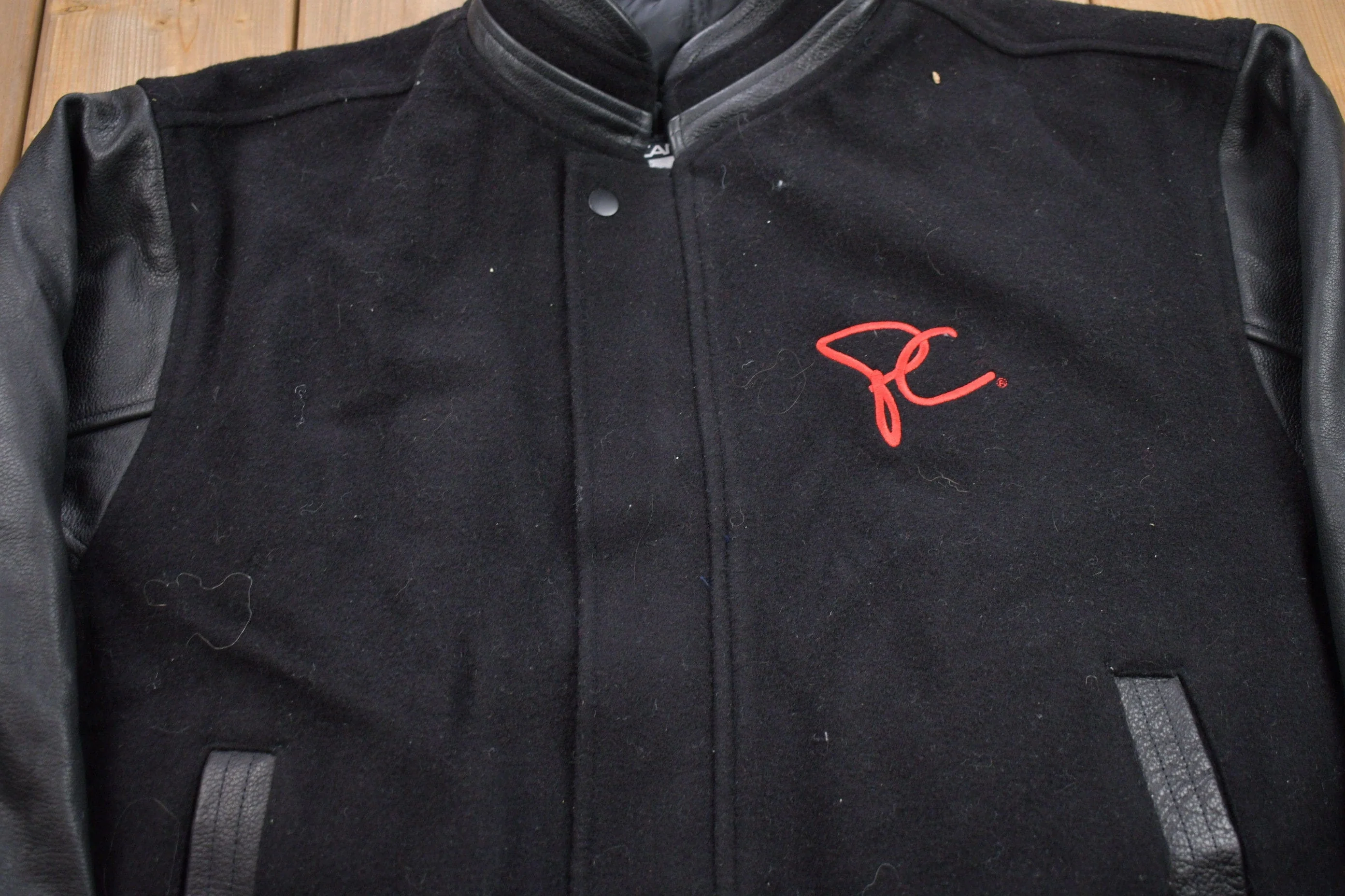 Vintage 1990s Presidents Choice Wool Varsity Bomber Jacket Men's Large - Image 3