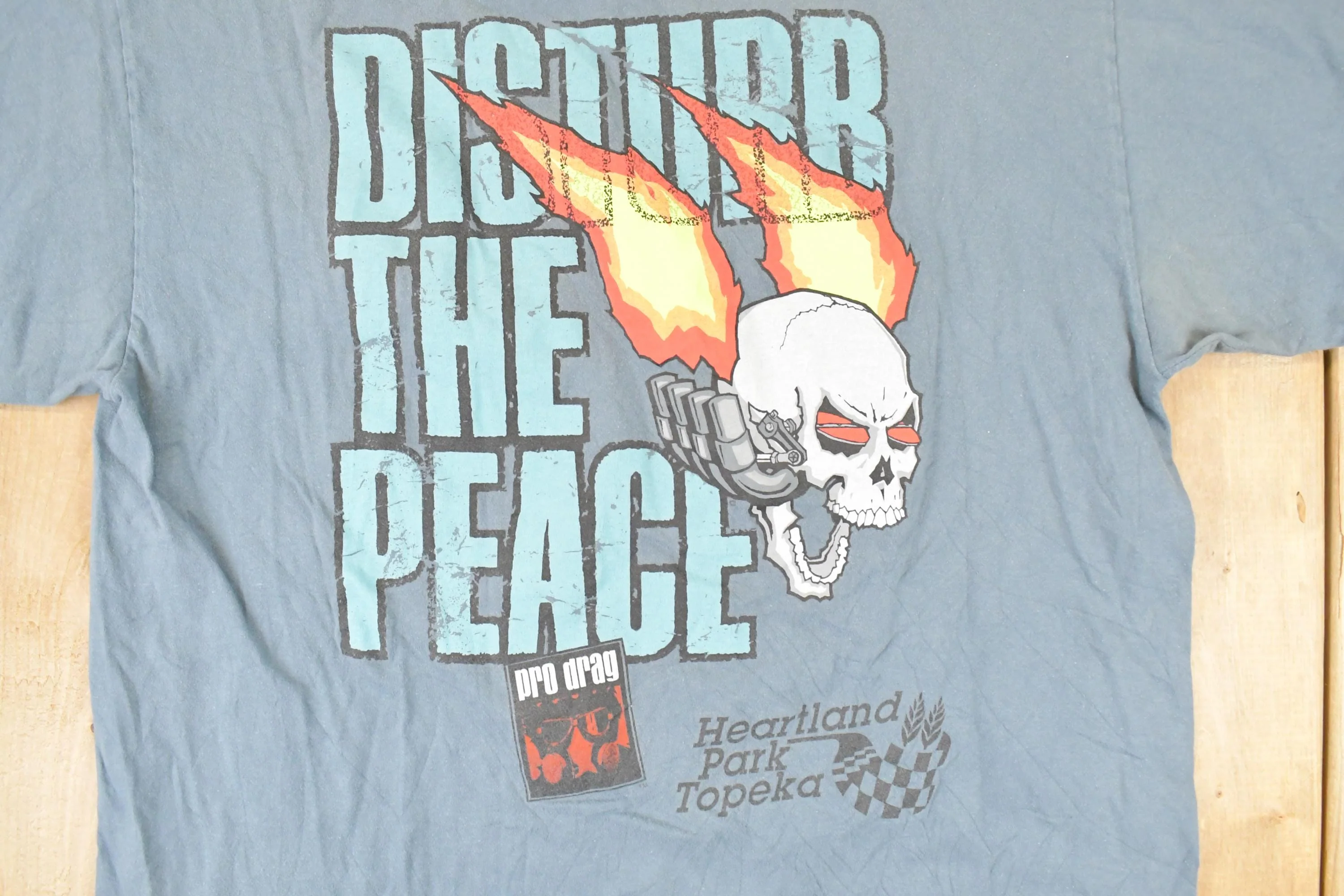 Vintage 1990s Pro Drag Disturb The Peace Souvenir Racing T-Shirt Men's L - Image 3