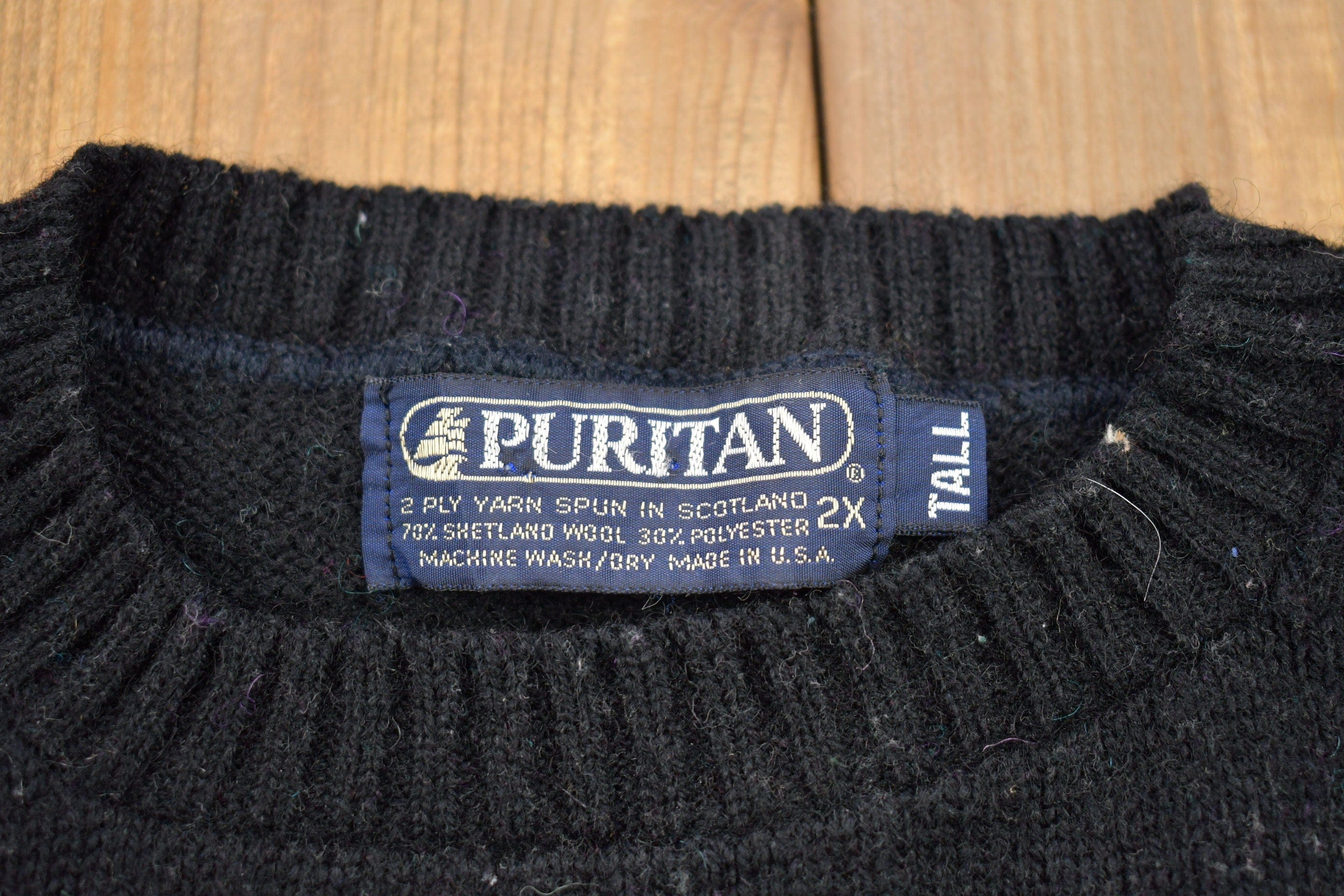 Vintage 1990s Puritan Knitted Scottish Yarn Crewneck Sweater Men's XL - Image 3