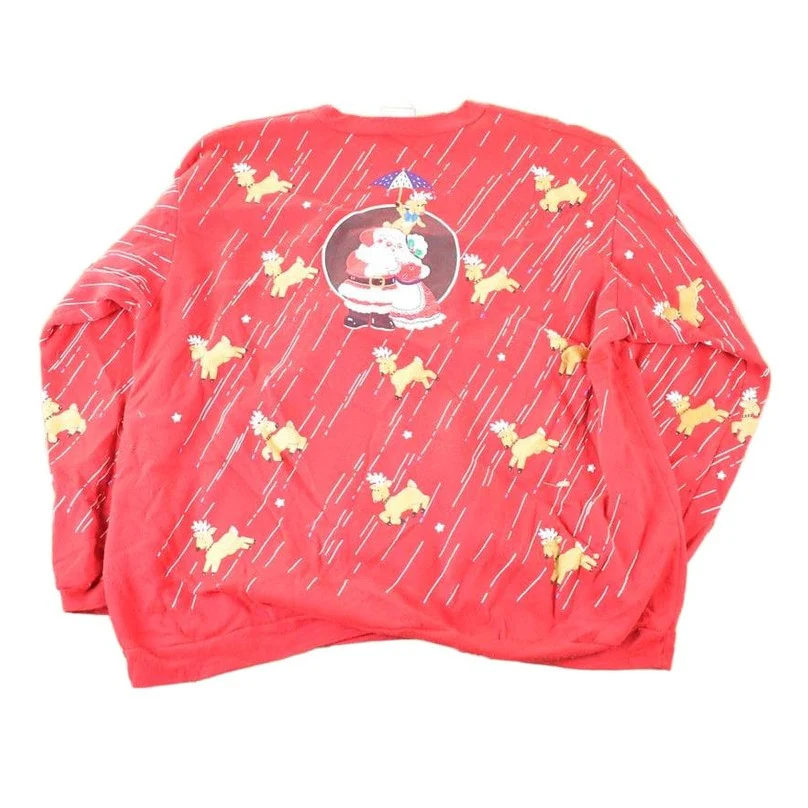 Vintage 1990s Rainy Christmas AOP Crewneck Sweatshirt Mens L - Image 2
