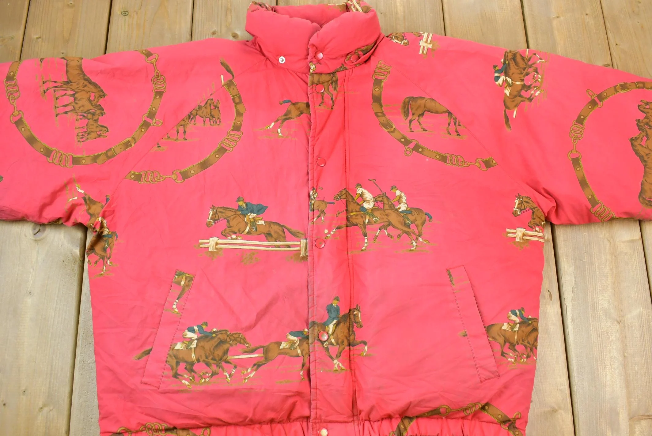 Vintage 1990s Ralph Lauren Large Equestrian Puffer Jacket Men's Large - Image 3