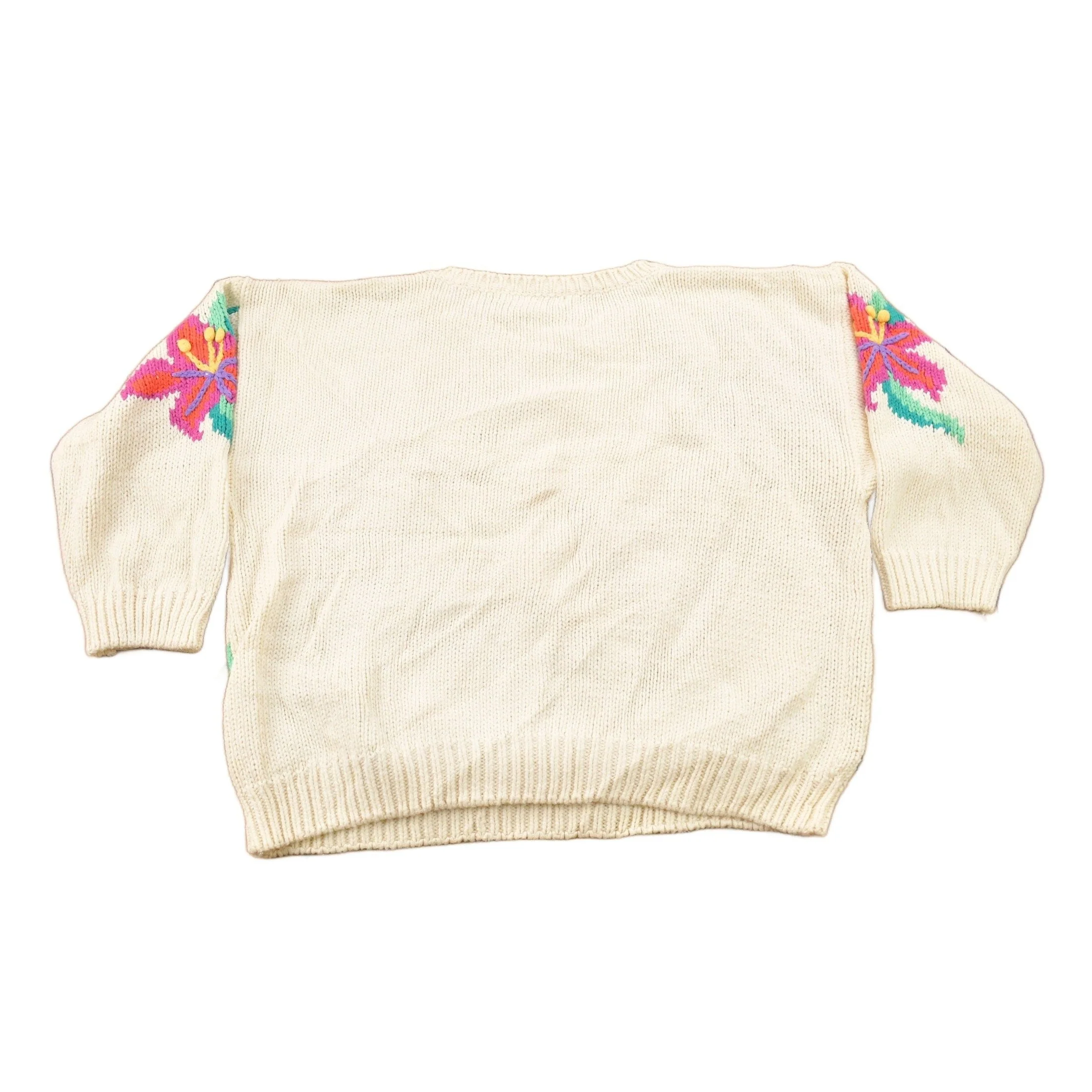 Vintage 1990s Rebecca Stone Floral Embroidered Knitted Sweater Women's M - Image 2