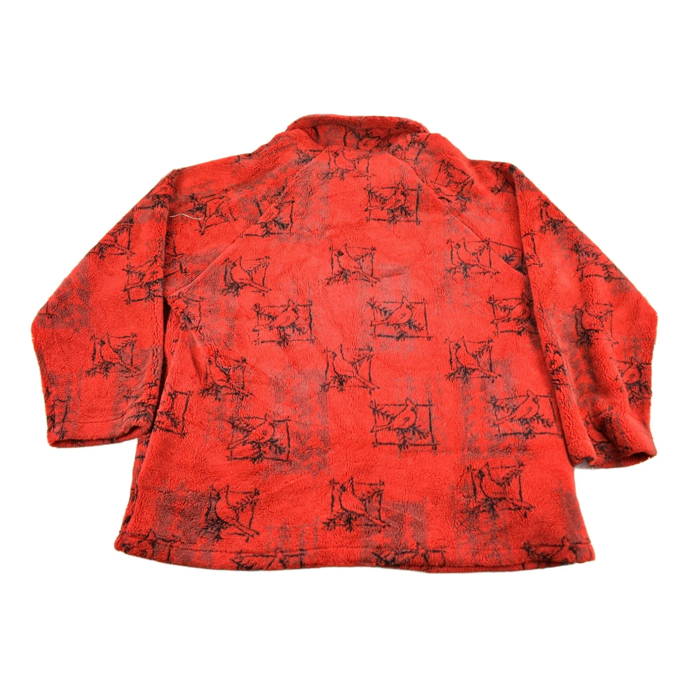 Vintage 1990s Red Cardinal Theme Fleece Sweater Men's XL - Image 2