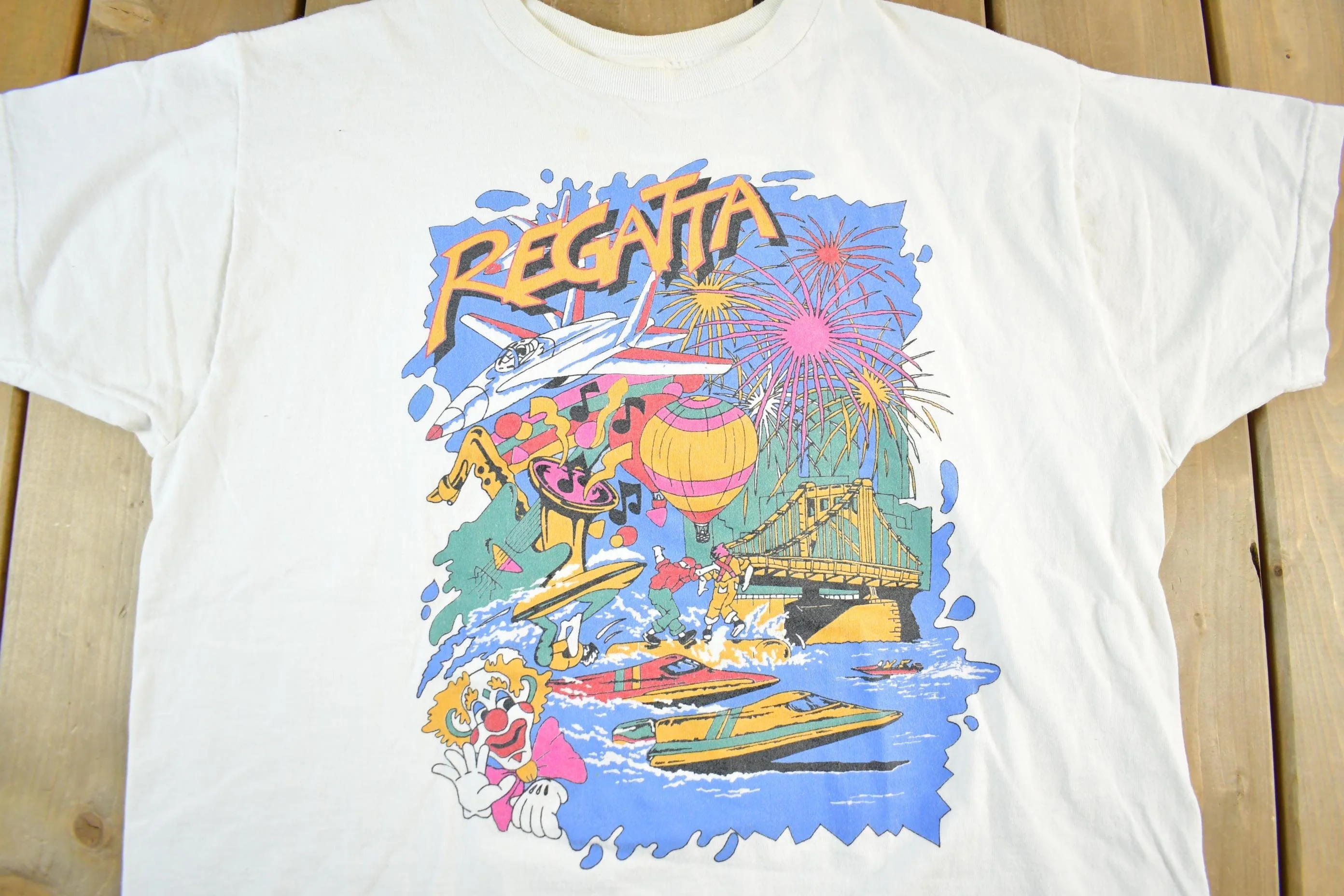 Vintage 1990s Regatta Festival Graphic Print T-Shirt Women's XL - Image 3