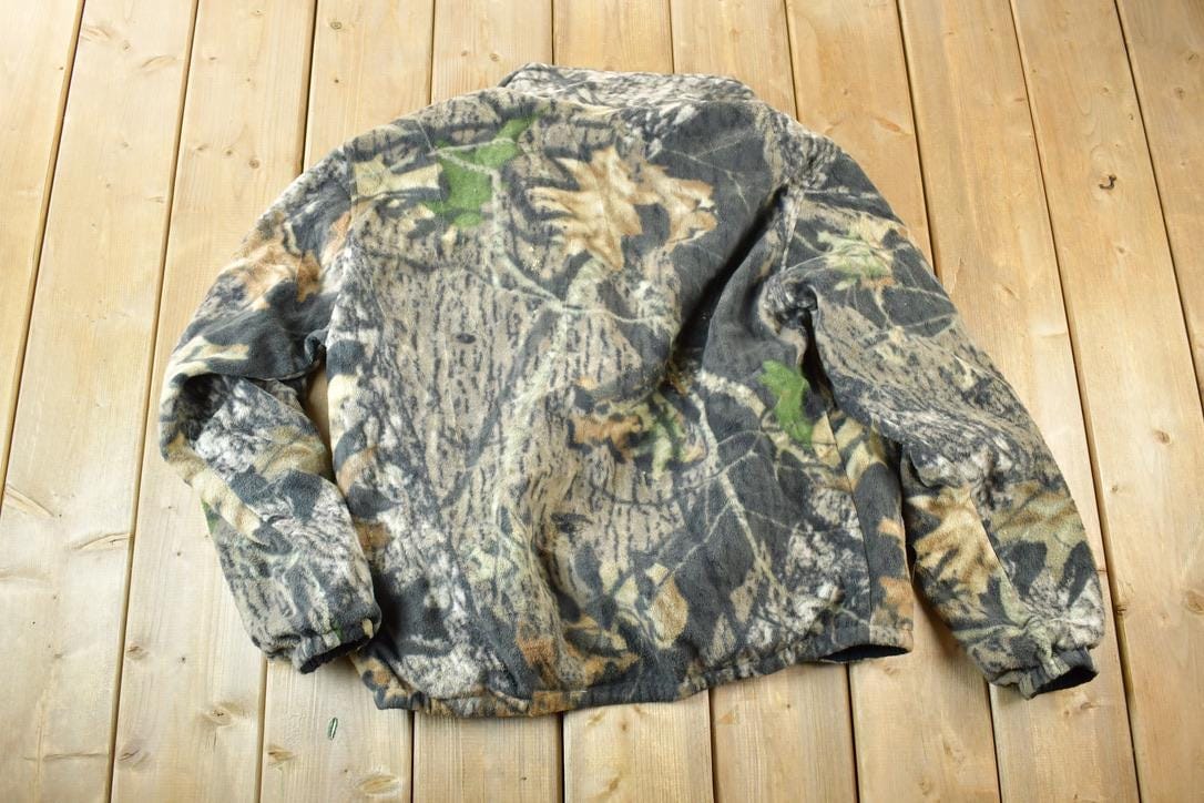 Vintage 1990s Reversible Realtree Camo Outdoorsman Light Jacket Sweatshirt Men's Small - Image 3
