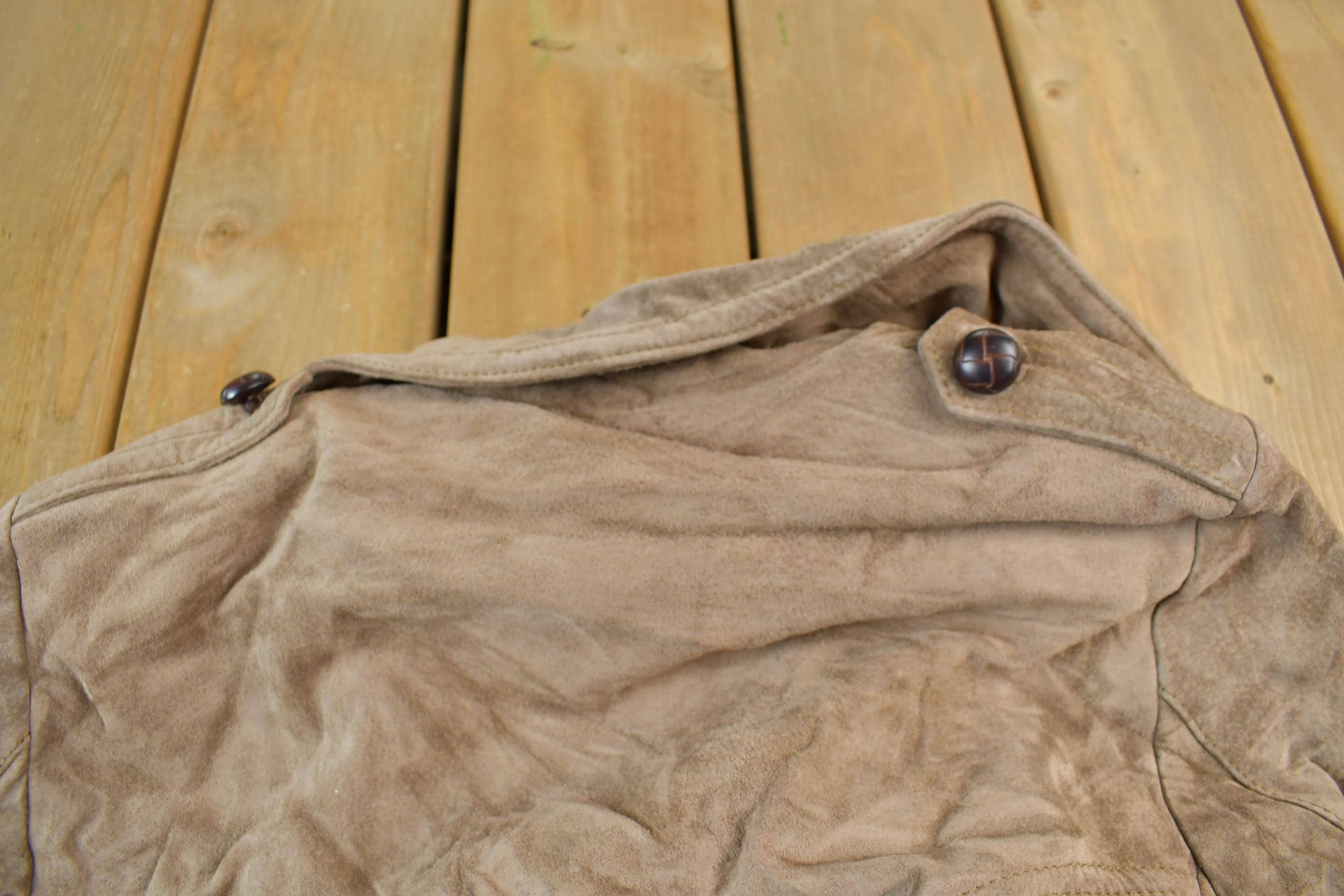 Vintage 1990s Rice ID Suede Leather Full Length Jacket Men's S - Image 10