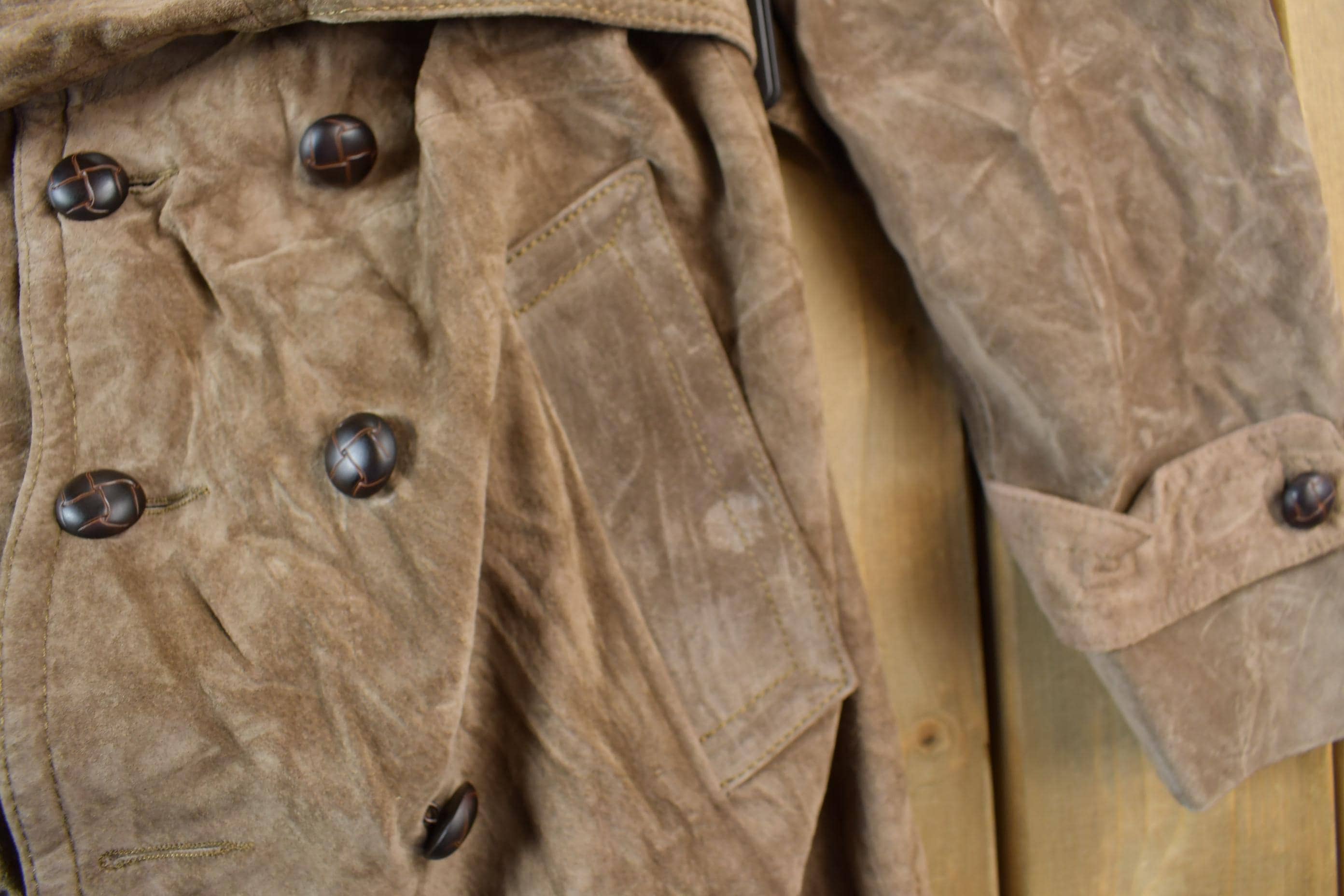 Vintage 1990s Rice ID Suede Leather Full Length Jacket Men's S - Image 9