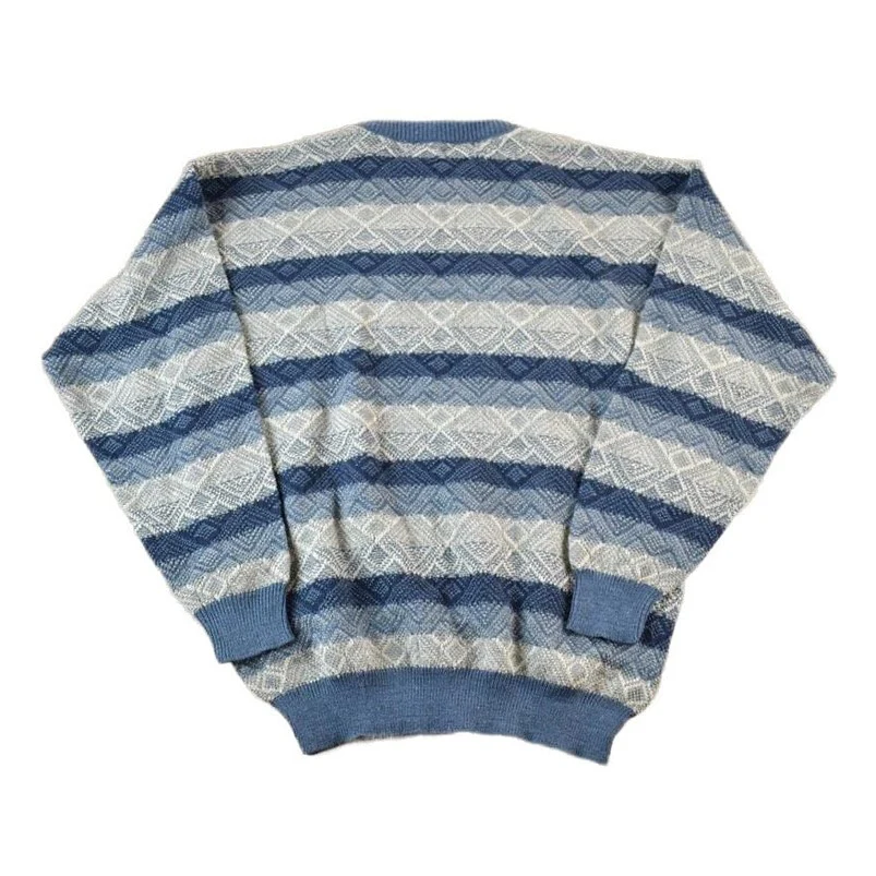 Vintage 1990s Robert Stock Knit Abstract Pattern Crewneck Sweater Men's XL - Image 2