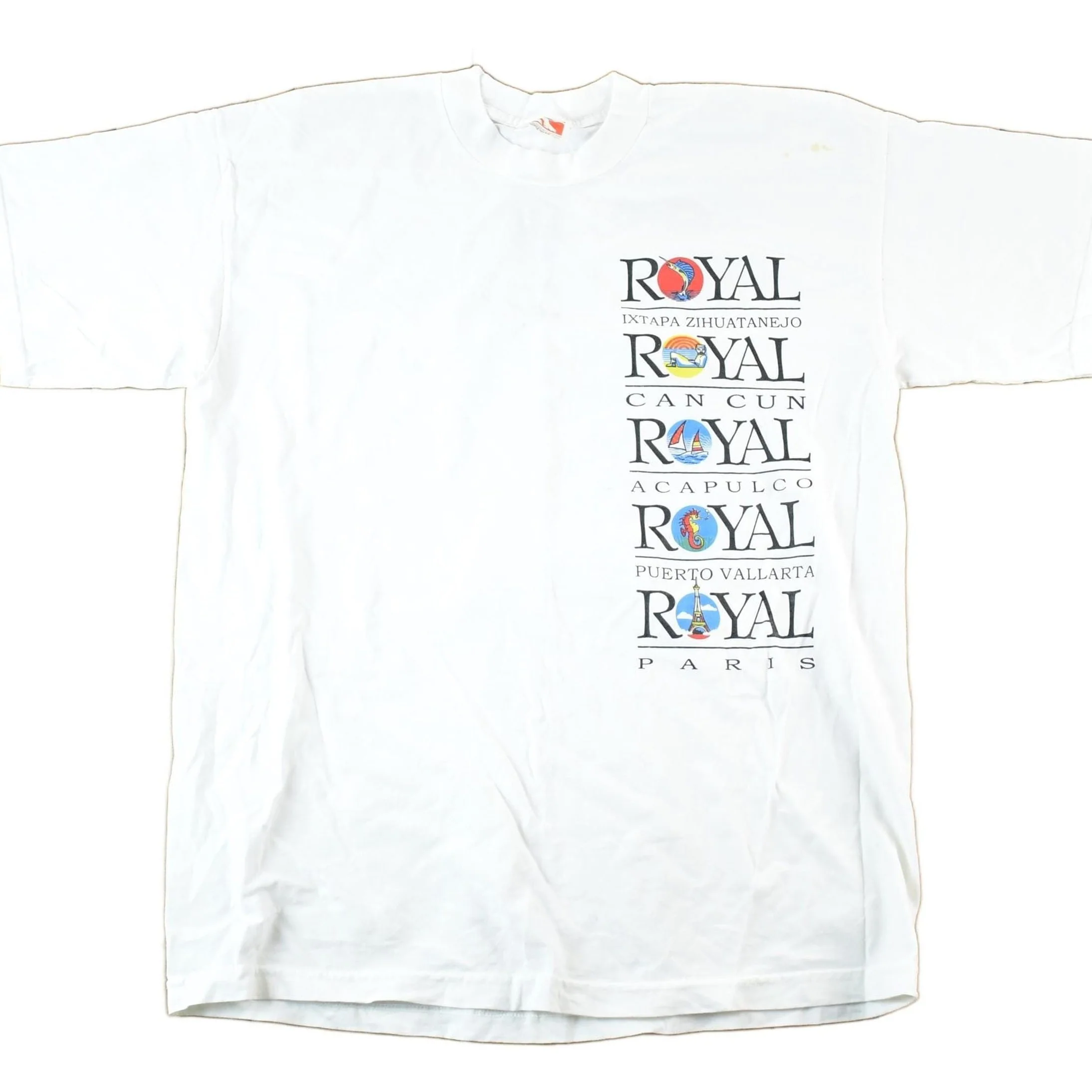 Vintage 1990s Royal Cruises The World Of Vacations Souvenir T-Shirt Mens L