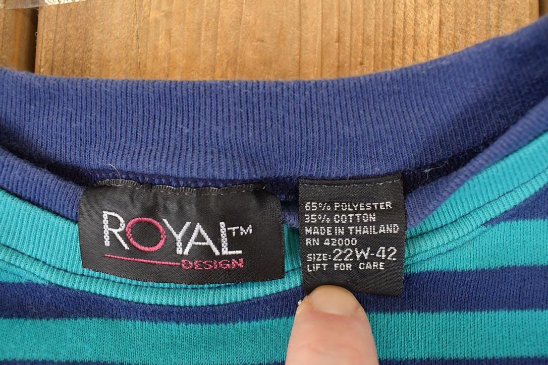 Vintage 1990s Royal Design Souvenir Striped T-Shirt Women's XL - Image 4