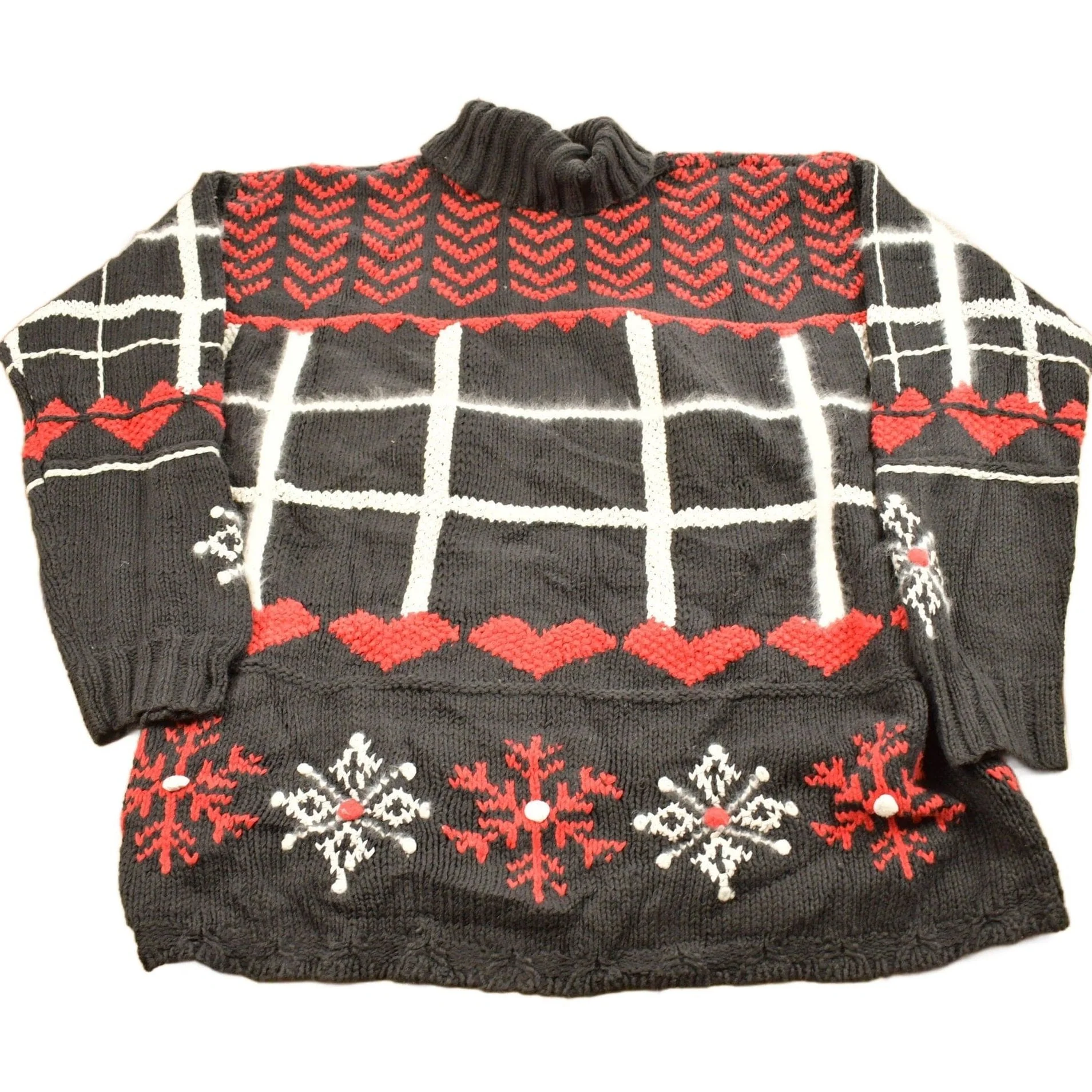 Vintage 1990s Saks Fifth Avenue Winter Theme Turtleneck Sweater Men's Medium - Image 2