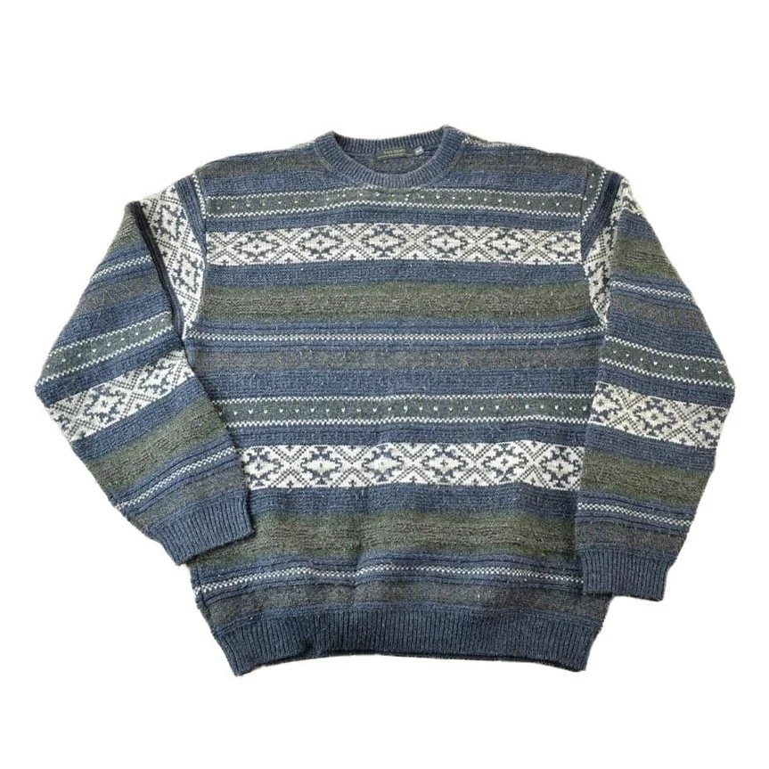Vintage 1990s San Remo Knit Abstract Pattern Crewneck Sweater Men's Large