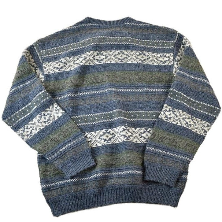 Vintage 1990s San Remo Knit Abstract Pattern Crewneck Sweater Men's Large - Image 2