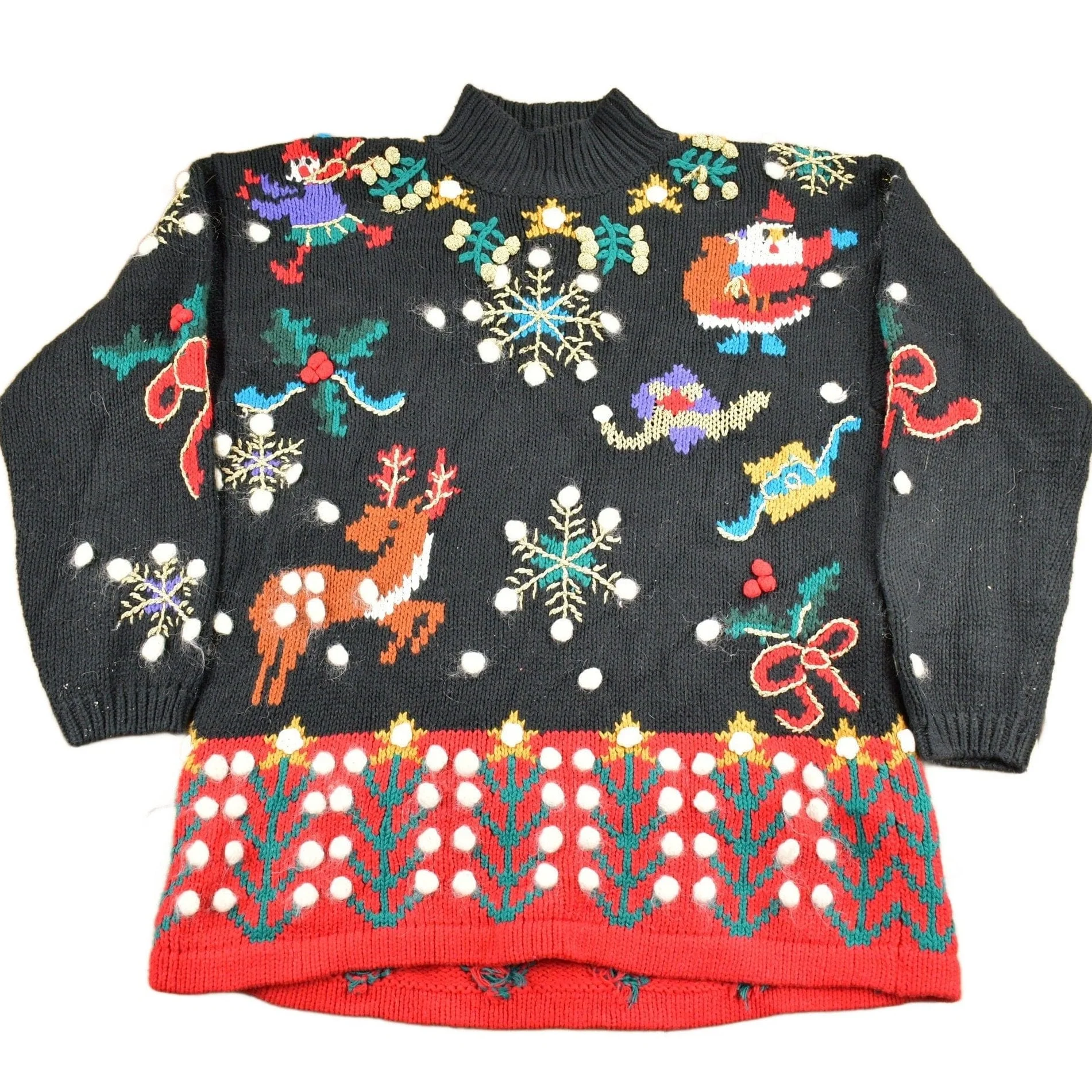 Vintage 1990s Santa Christmas Theme Knitted Sweater Men's Medium