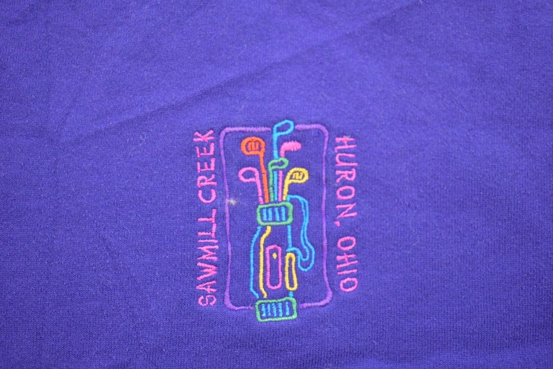 Vintage 1990s Sawmill Creek Huron Ohio Golf Theme Crewneck Sweatshirt Men's Medium - Image 4