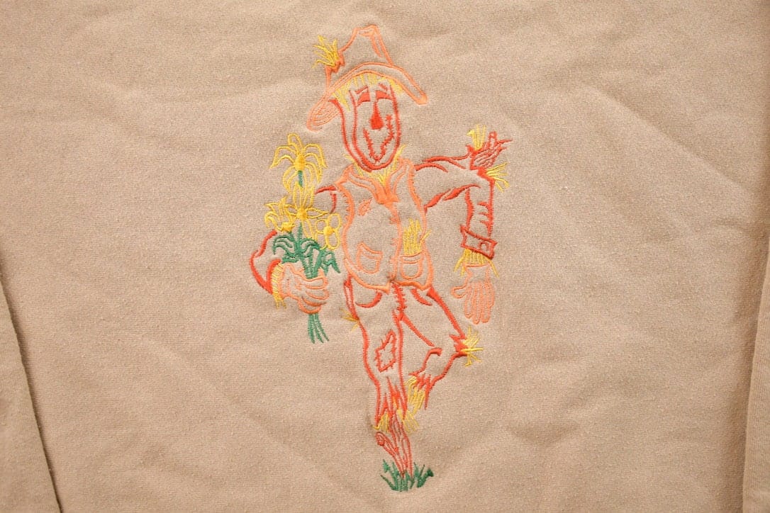 Vintage 1990s Scarecrow Fall Theme Crewneck Sweater Men's M - Image 4