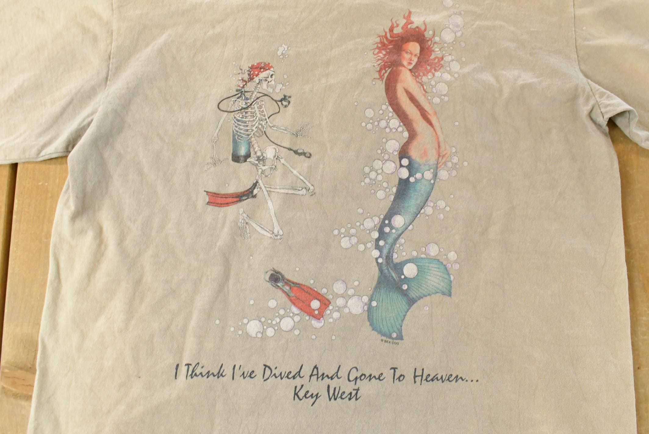 Vintage 1990s Sea Dog Sun Faded Souvenir Graphic Print T-Shirt Men's Large - Image 7
