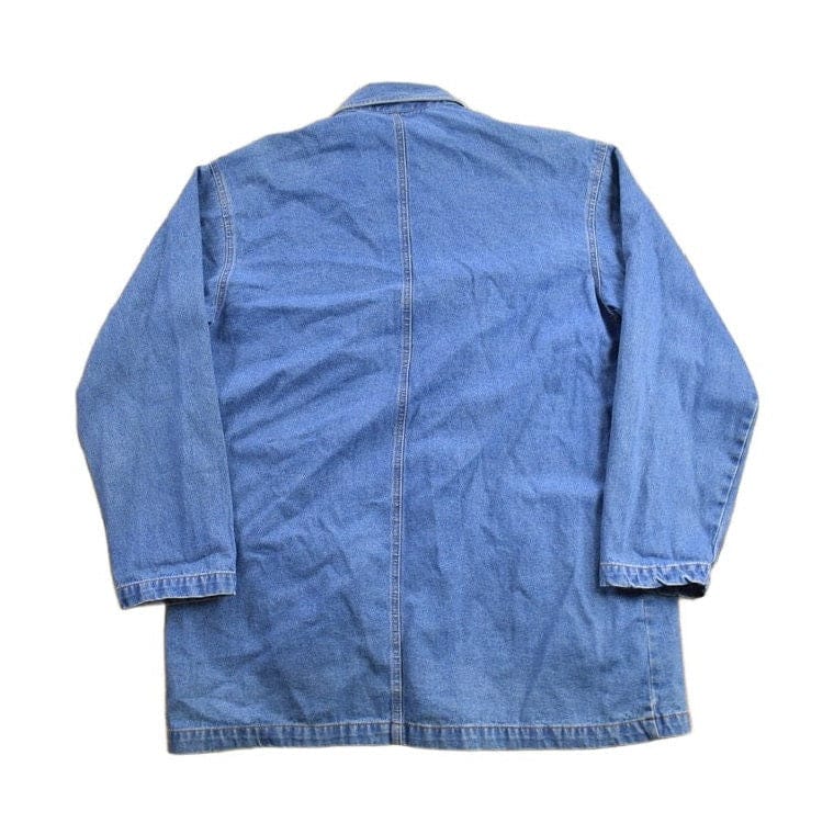 Vintage 1990s Seasons Embroidered Denim Chore Coat Men's Medium - Image 2
