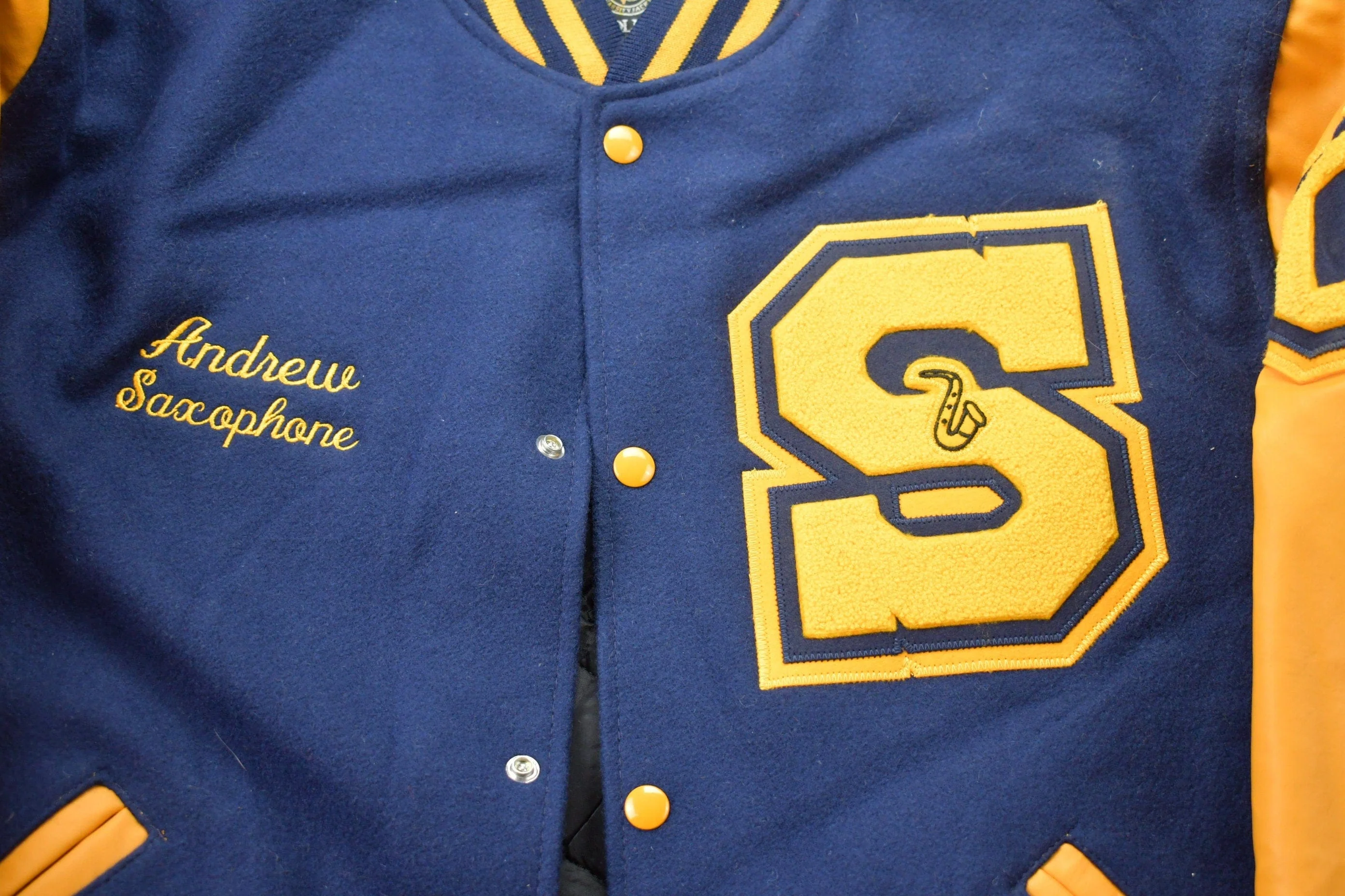 Vintage 1990s Shenango Wildcat Band Leather Varsity Jacket Men's XL - Image 3